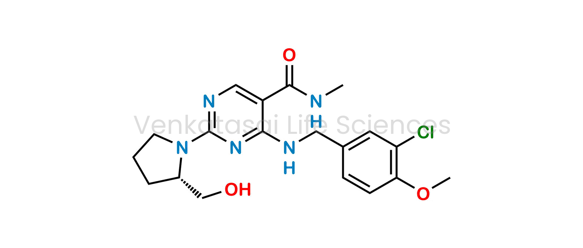 (S)-4-((3-chloro-4-methoxybenzyl)amino)-2-(2-(hydroxymethyl)pyrrolidin-1-yl)-N-methylpyrimidine-5-carboxamide