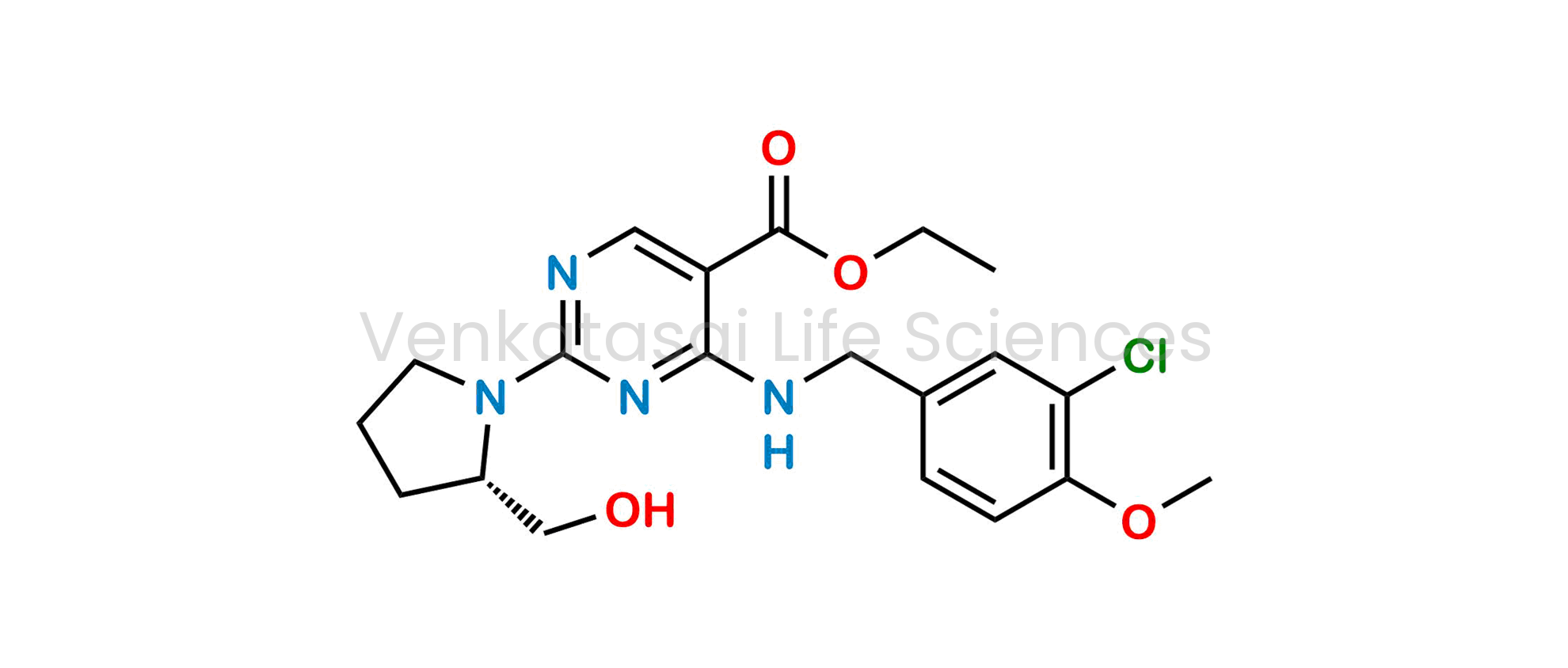 ethyl (S)-4-((3-chloro-4-methoxybenzyl)amino)-2-(2-(hydroxymethyl)pyrrolidin-1-yl)pyrimidine-5-carboxylate