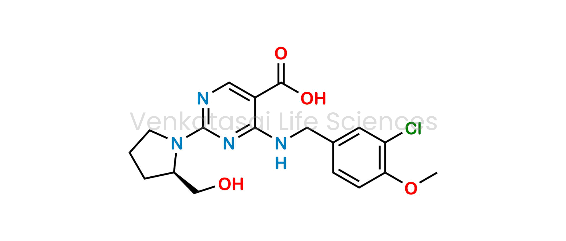 (R)-4-((3-chloro-4-methoxybenzyl)amino)-2-(2-(hydroxymethyl)pyrrolidin-1-yl)pyrimidine-5-carboxylic acid