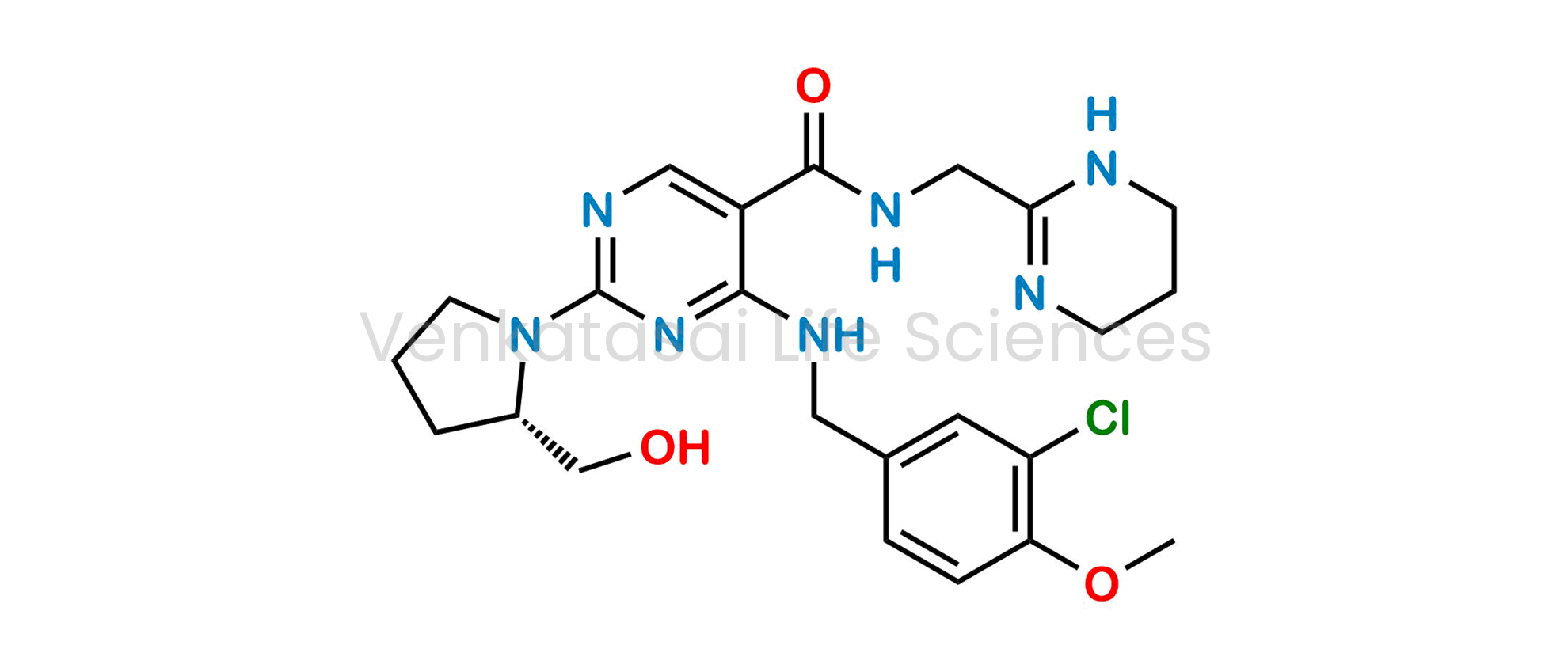 (S)-4-((3-chloro-4-methoxybenzyl)amino)-2-(2-(hydroxymethyl)pyrrolidin-1-yl)-N-((1,4,5,6-tetrahydropyrimidin-2-yl)methyl)pyrimidine-5-carboxamide