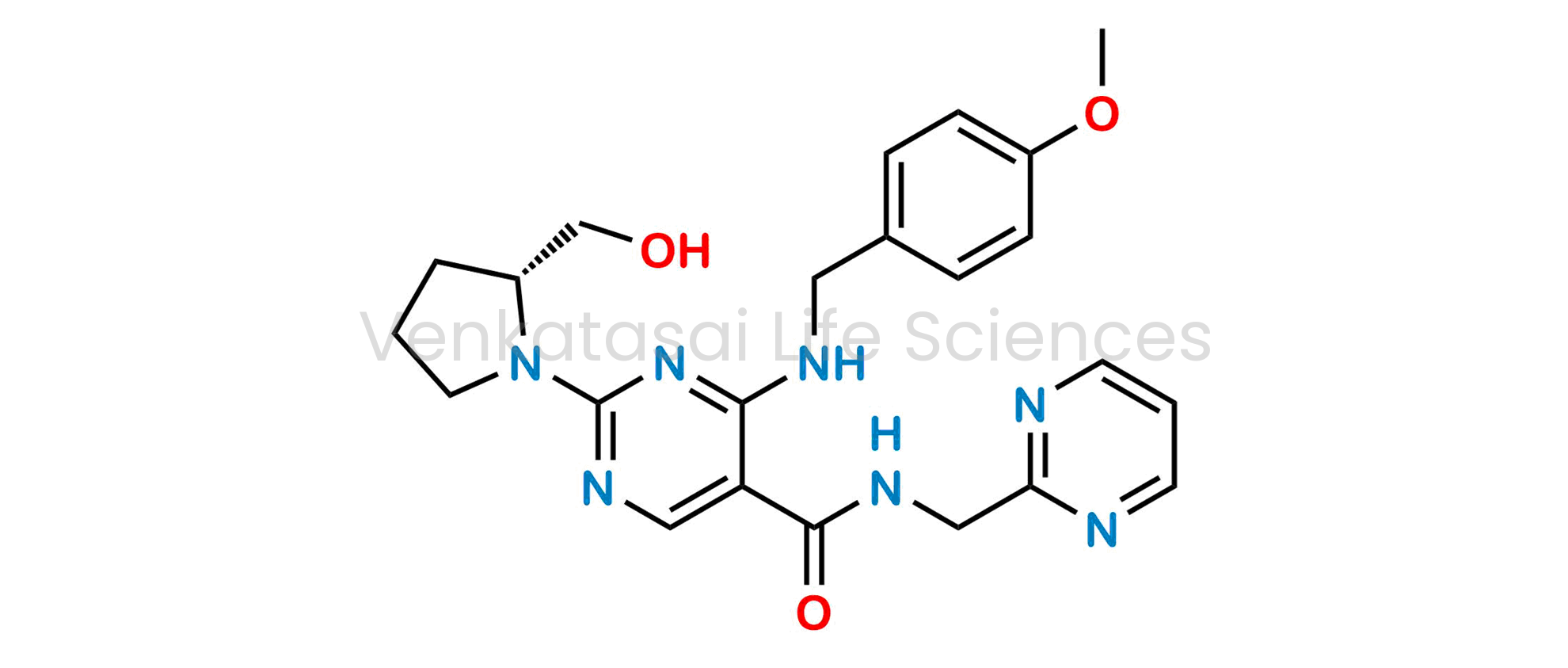 (R)-2-(2-(hydroxymethyl)pyrrolidin-1-yl)-4-((4-methoxybenzyl)amino)-N-(pyrimidin-2-ylmethyl)pyrimidine-5-carboxamide