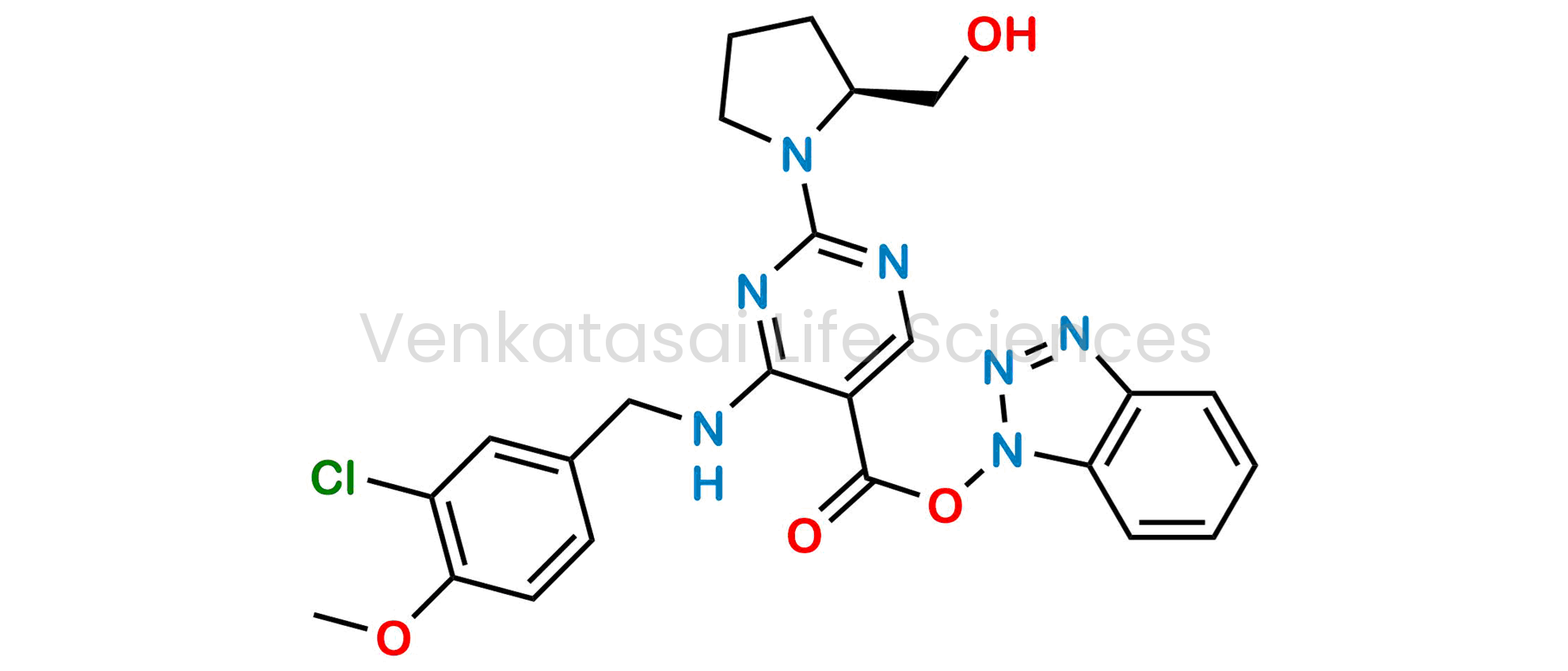 1H-benzo[d][1,2,3]triazol-1-yl (S)-4-((3-chloro-4-methoxybenzyl)amino)-2-(2-(hydroxymethyl)pyrrolidin-1-yl)pyrimidine-5-carboxylate