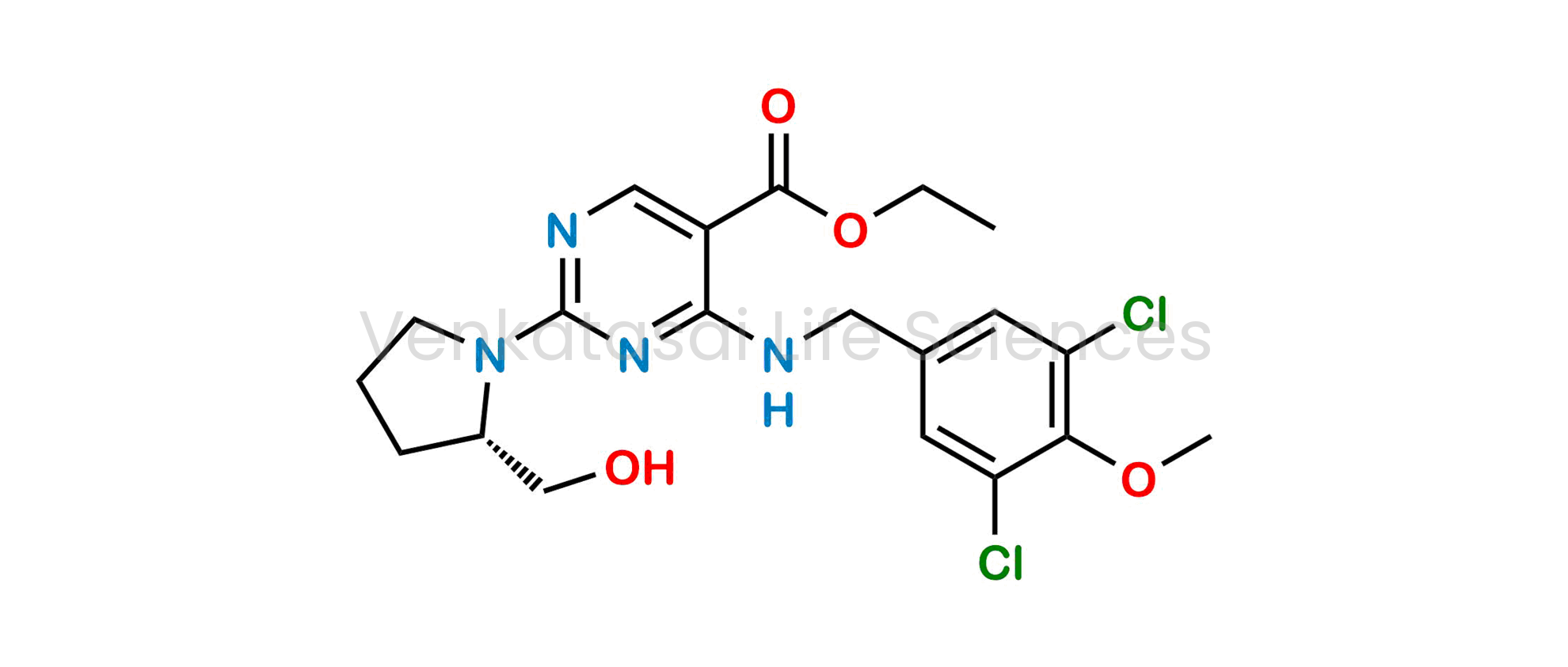 ethyl (S)-4-((3,5-dichloro-4-methoxybenzyl)amino)-2-(2-(hydroxymethyl)pyrrolidin-1-yl)pyrimidine-5-carboxylate