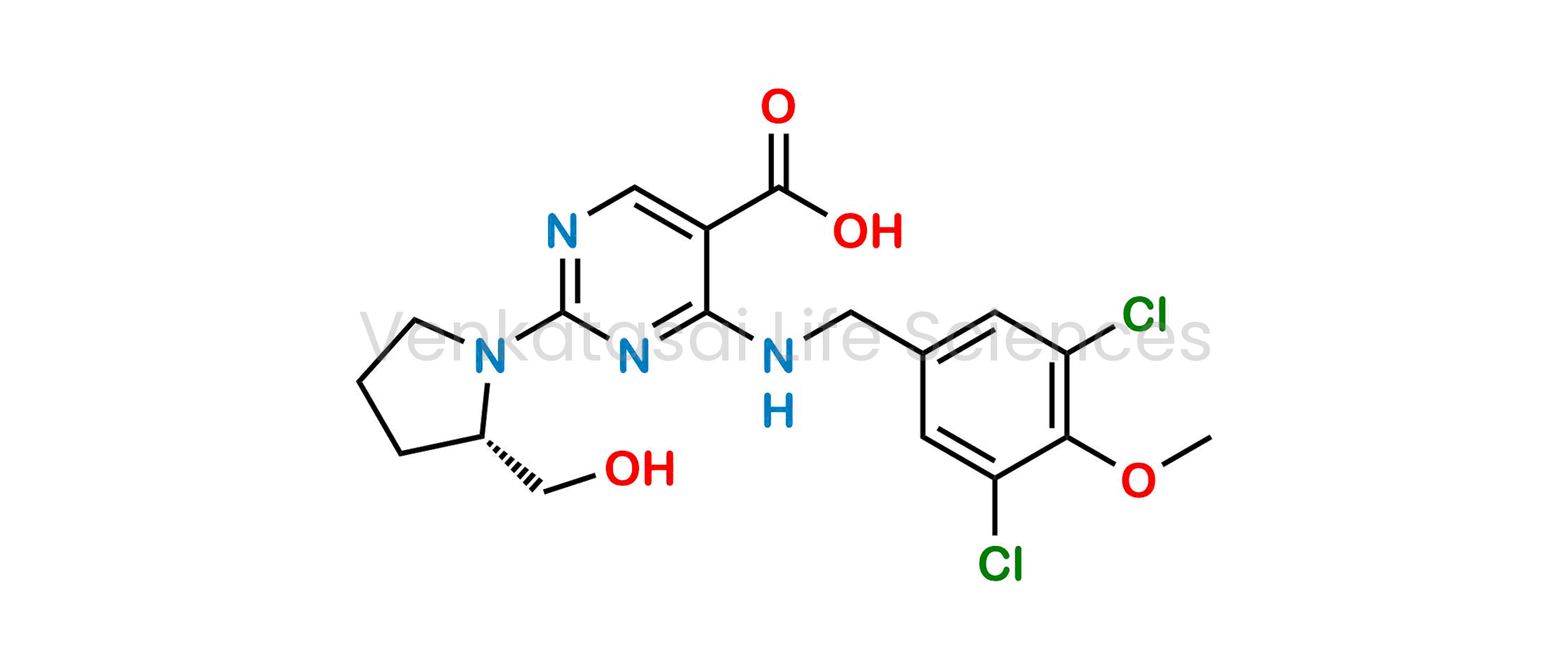 (S)-4-((3,5-dichloro-4-methoxybenzyl)amino)-2-(2-(hydroxymethyl)pyrrolidin-1-yl)pyrimidine-5-carboxylic acid