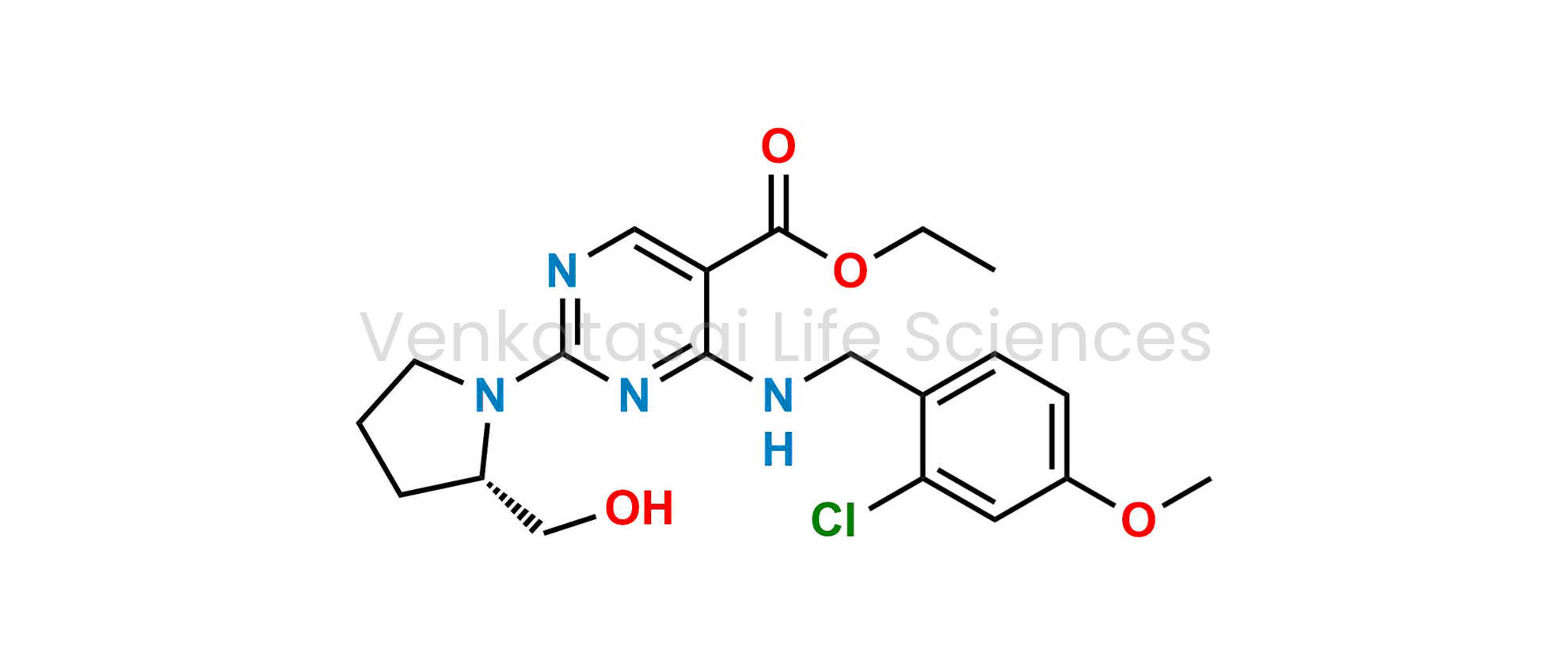 ethyl (S)-4-((2-chloro-4-methoxybenzyl)amino)-2-(2-(hydroxymethyl)pyrrolidin-1-yl)pyrimidine-5-carboxylate