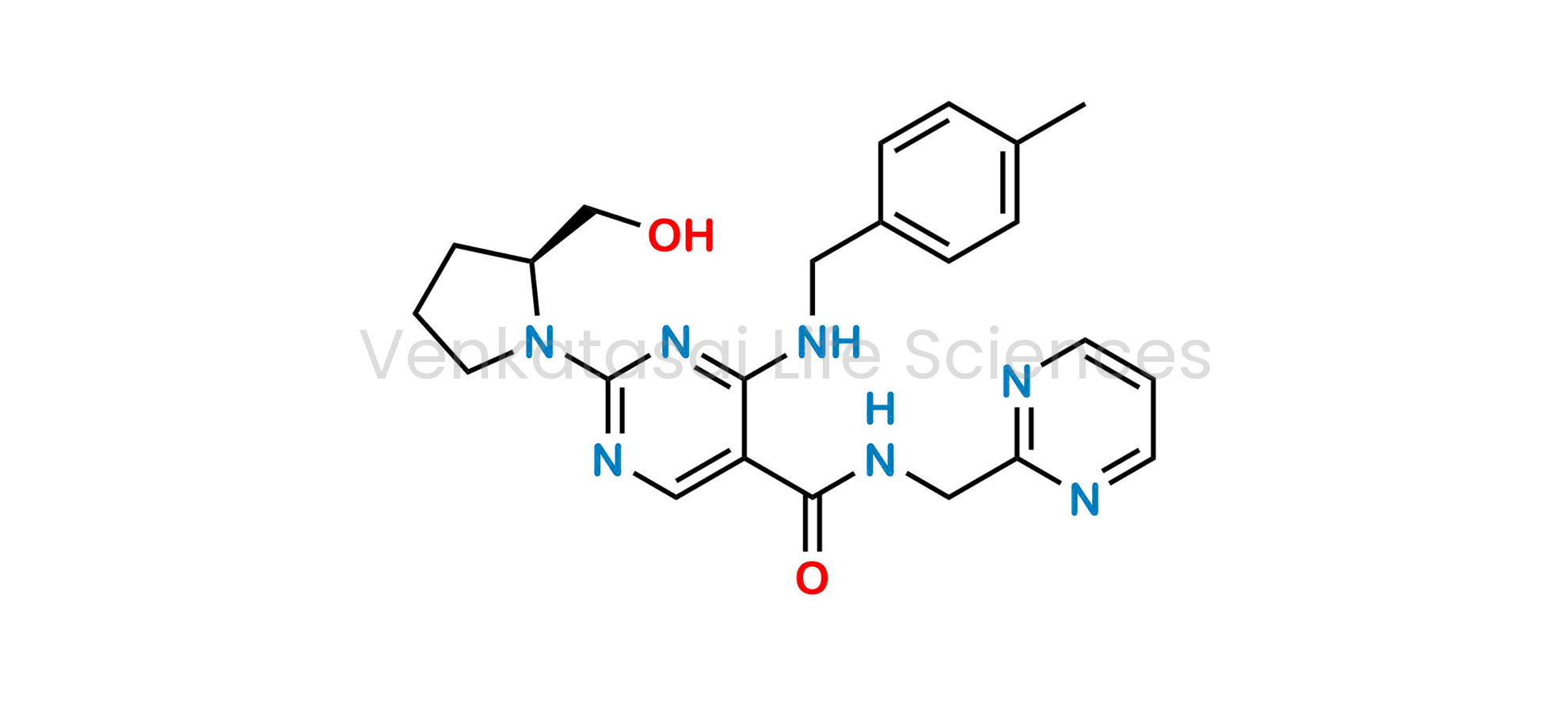 (s)-2-(2-(Hydroxymethyl)pyrrolidin-1-yl)-4-((4-methylbenzyl)amino)-N-(pyrimidin-2-ylmethyl)pyrimidine-5-carboxamide