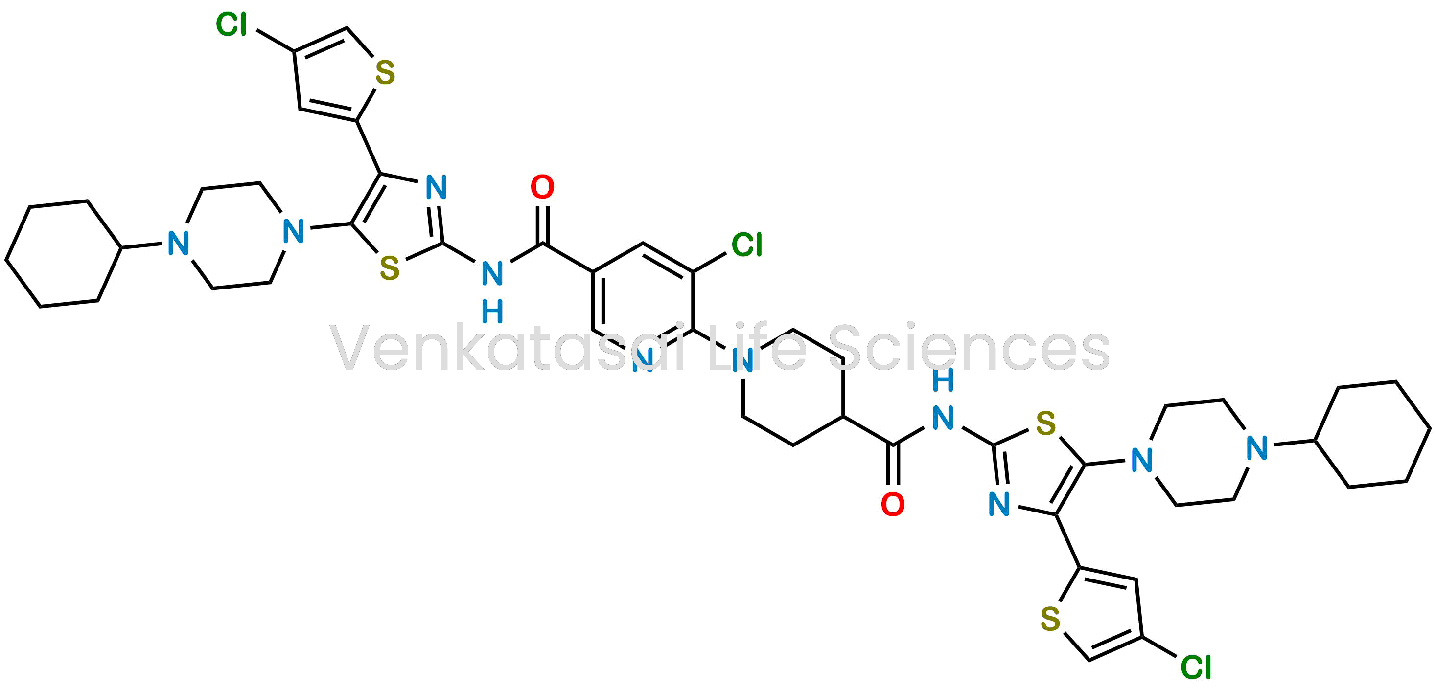 5-Chloro-N-(4-(4-chlorothiophen-2-yl)-5-(4-cyclohexylpiperazin-1-yl)thiazol-2-yl)-6-(4-((4-(4-chlorothiophen-2-yl)-5-(4-cyclohexylpiperazin-1-yl)thiazol-2-yl)carbamoyl)piperidin-1-yl)nicotinamide