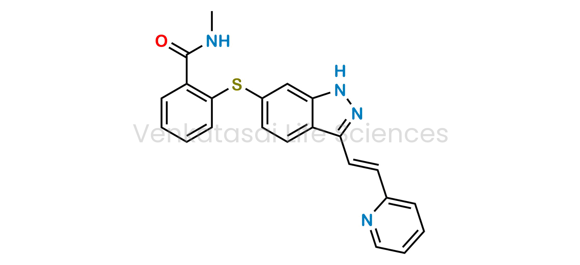 N-Methyl-2-[[3-[(1E)-2-(2-pyridinyl)ethenyl]-1H-indazol-6-yl]sulfanyl]-benzamide?