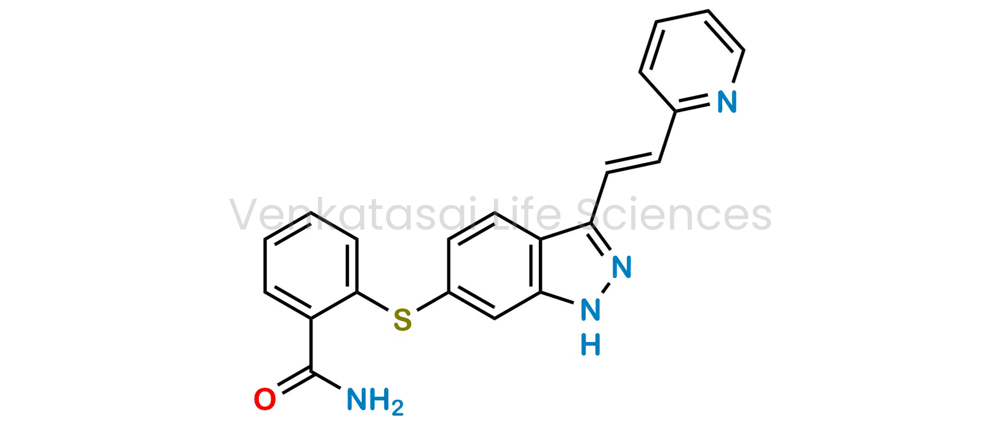 2-[[3-[(1E)-2-(2-Pyridinyl)ethenyl]-1H-indazol-6-yl]thio]benzamide