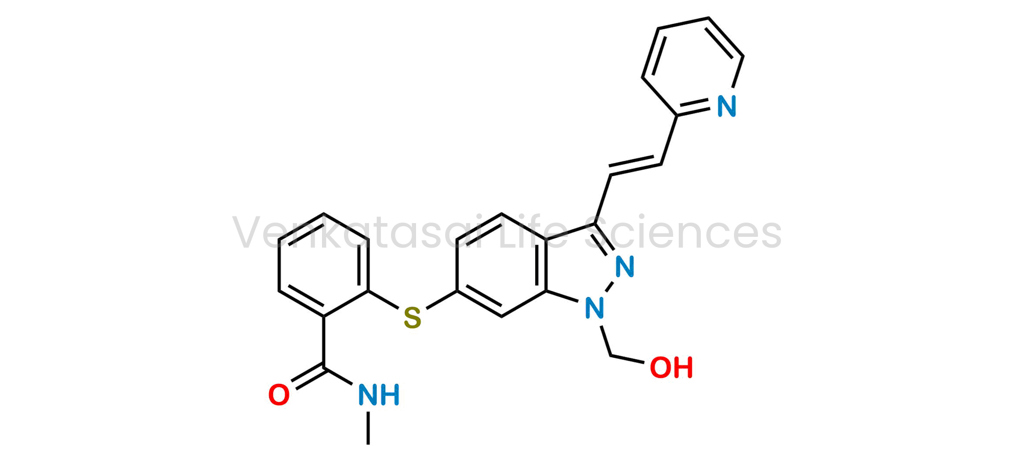 N-Methyl-2-[[3-[(1E)-2-(2-pyridinyl)ethenyl]-1-hydroxymethyl-indazol-6-yl]sulfanyl]-benzamide
