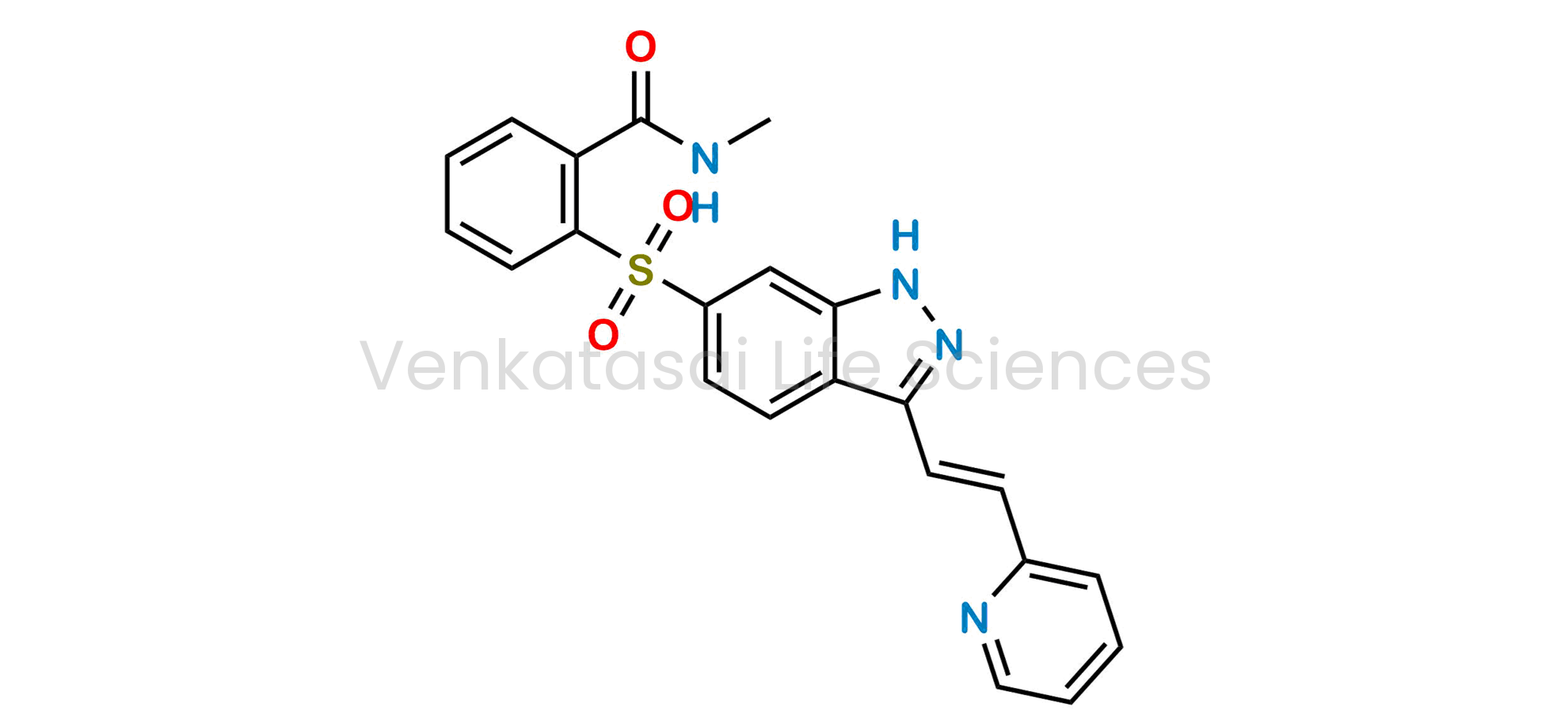 N-Methyl-2-[[3-[(1E)-2-(2-pyridinyl)ethenyl]-1H-indazol-6-yl]sulfonyl]-benzamide?