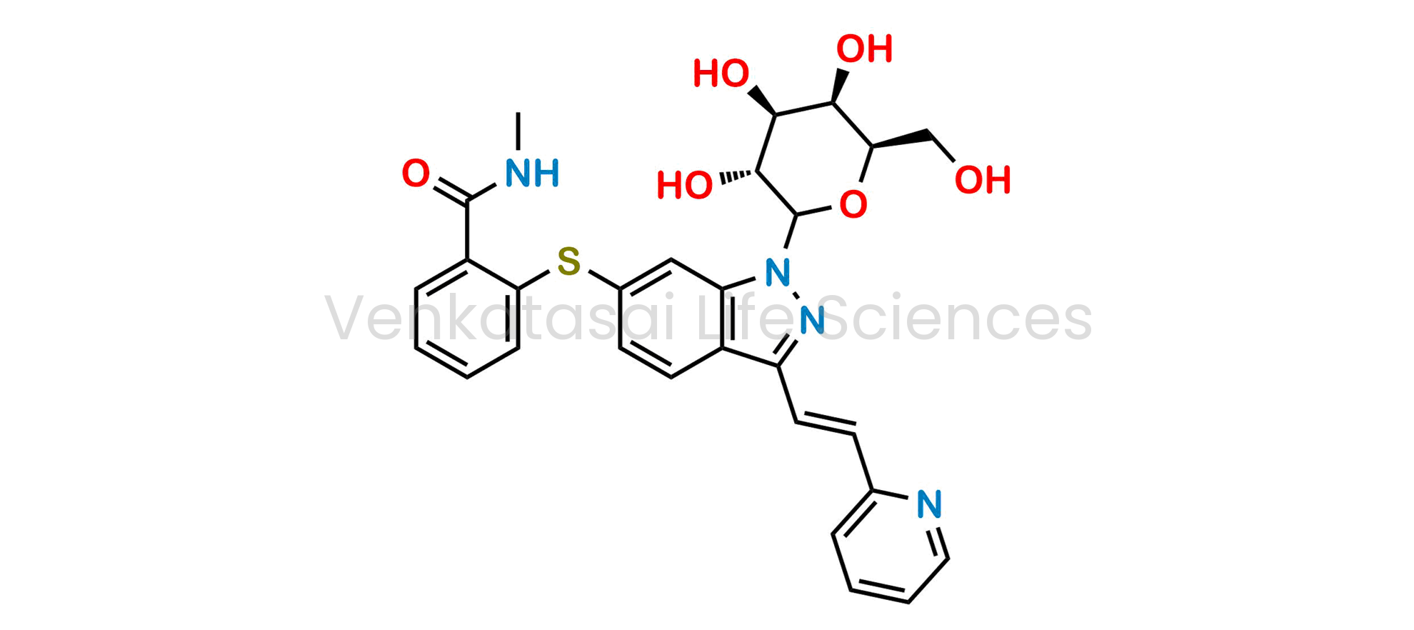 N-methyl-2-((3-((E)-2-(pyridin-2-yl)vinyl)-1-((3R,4S,5R,6R)-3,4,5-trihydroxy-6-(hydroxymethyl)tetrahydro-2H-pyran-2-yl)-1H-indazol-6-yl)thio)benzamide