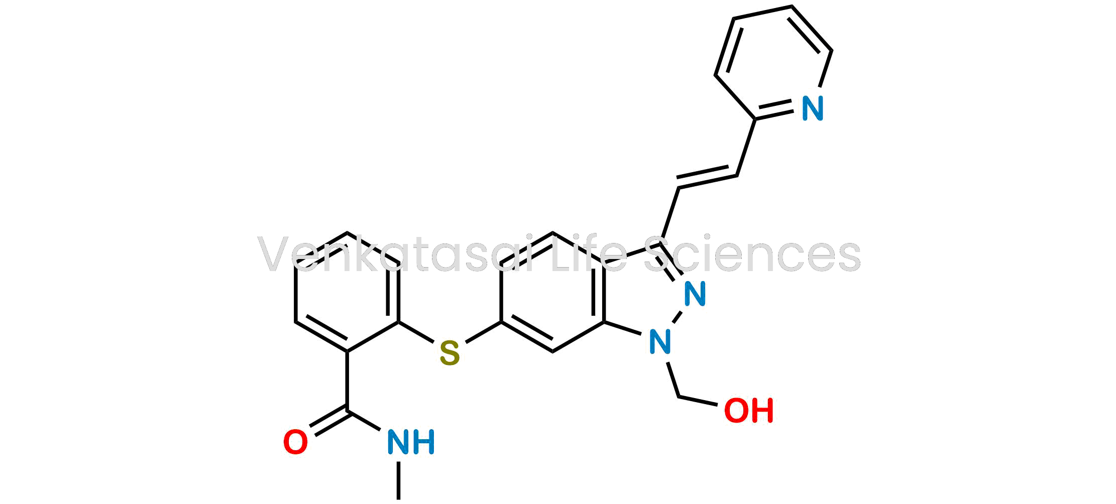 (E)-2-((1-(hydroxymethyl)-3-(2-(pyridin-2-yl)vinyl)-1H-indazol-6-yl)thio)-N-methylbenzamide