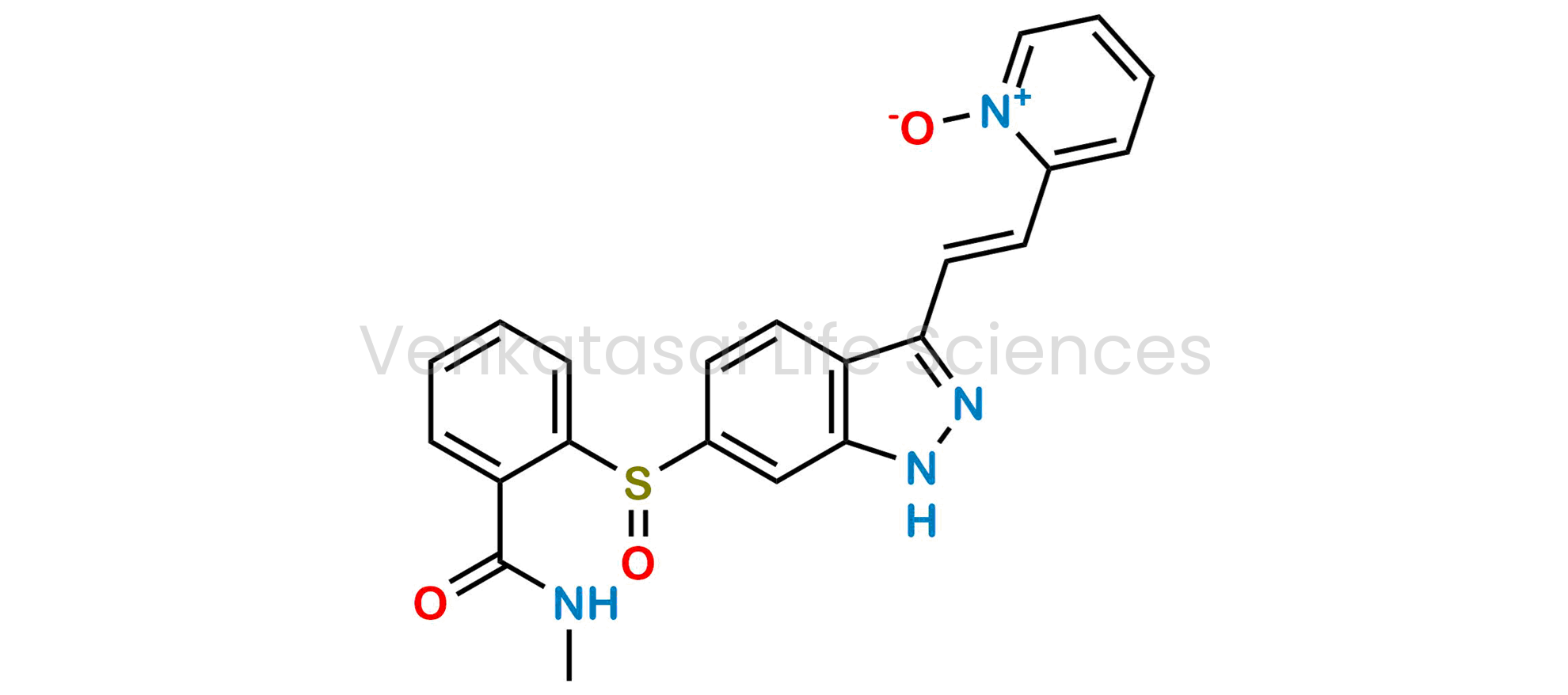 N-methyl-2-[3-[(1E)-2-(1-oxidopyridinyl) ethenyl]-1H-indazol-6-yl-sulfinyl]-benzamide