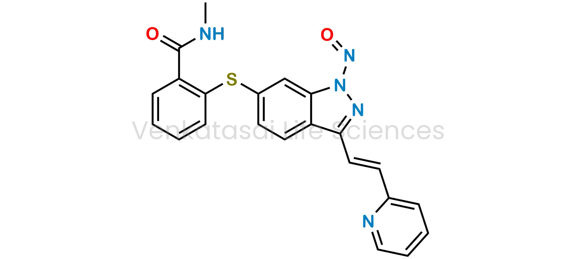 (E)-6-((2-(methylcarbamoyl)phenyl)sulfonyl)-3-(2-(1-oxidopyridin-2-yl)vinyl)-1H-indazole 1-oxide