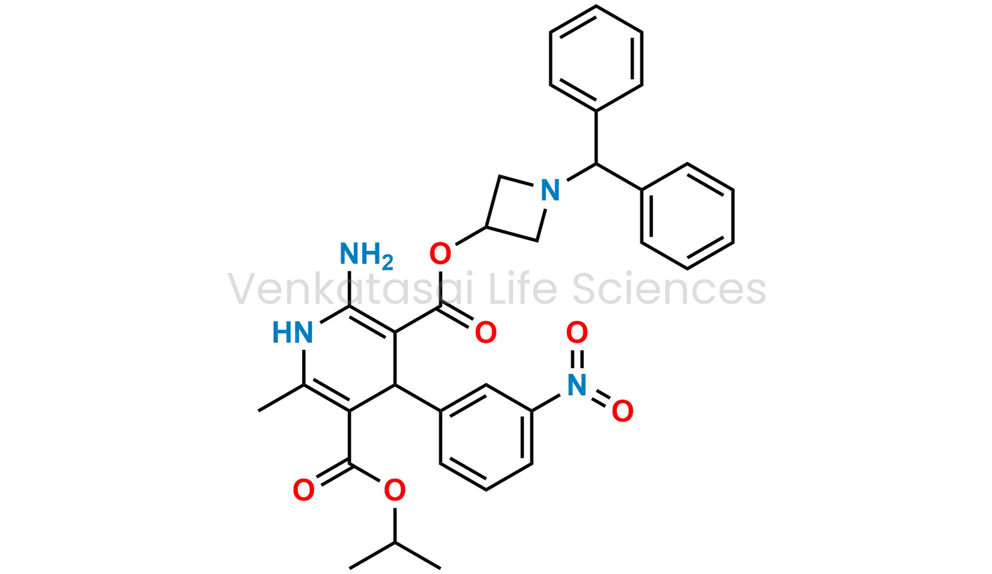 3-(1-benzhydrylazetidin-3-yl) 5-isopropyl 2-amino-6-methyl-4-(3-nitrophenyl)-1,4-dihydropyridine-3,5-dicarboxylate