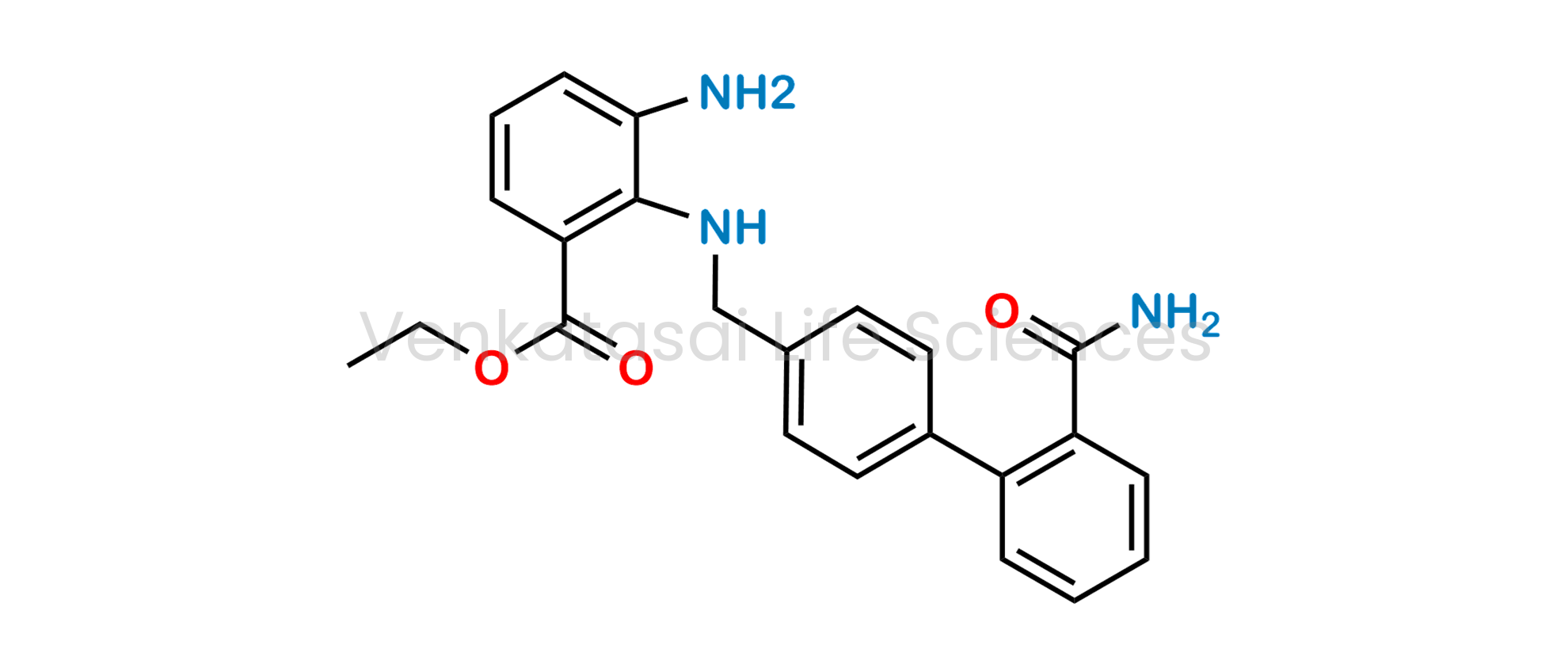 Ethyl 3-amino-2-(((2'-carbamoyl-[1,1'-biphenyl]-4-yl)methyl)amino)benzoate