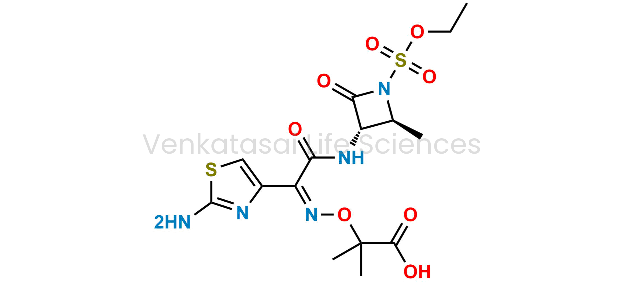 2-((((Z)-1-(2-aminothiazol-4-yl)-2-(((2S,3S)-1-(ethoxysulfonyl)-2-methyl-4-oxoazetidin-3-yl)amino)-2-oxoethylidene)amino)oxy)-2-methylpropanoic acid