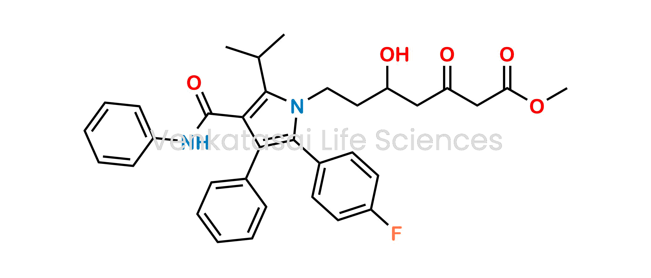 7-[3-(Phenylcarbamoyl)-5-(4-fluorophenyl)-2-isopropyl-4-phenyl-1H-pyrrol-1-yl]-5-hydroxy-3-oxo-heptanoic acid methyl ester