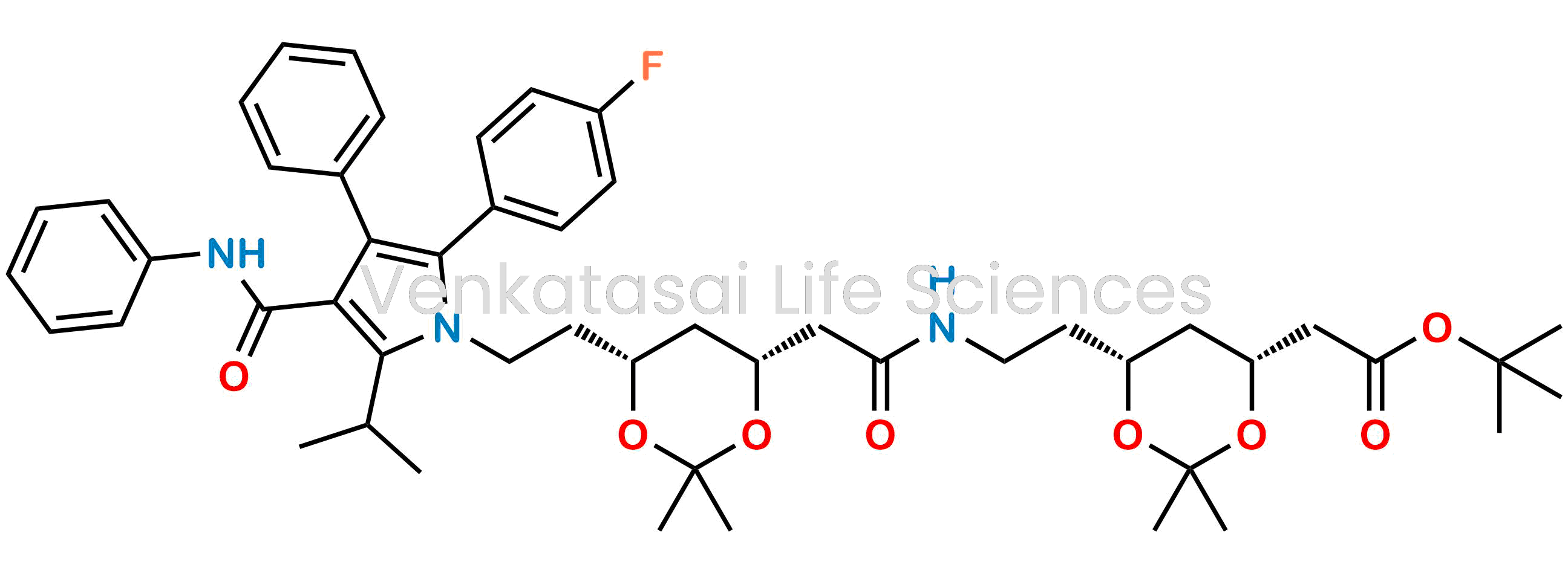 Tert-butyl 2-((4R,6R)-6-(2-(2-((4R,6R)-6-(2-(2-(4-fluorophenyl)-5-isopropyl-3-phenyl-4-(phenylcarbamoyl)-1H-pyrrol-1-yl)ethyl)-2,2-dimethyl-1,3-dioxan-4-yl)acetamido)ethyl)-2,2-dimethyl-1,3-dioxan-4-yl)acetate