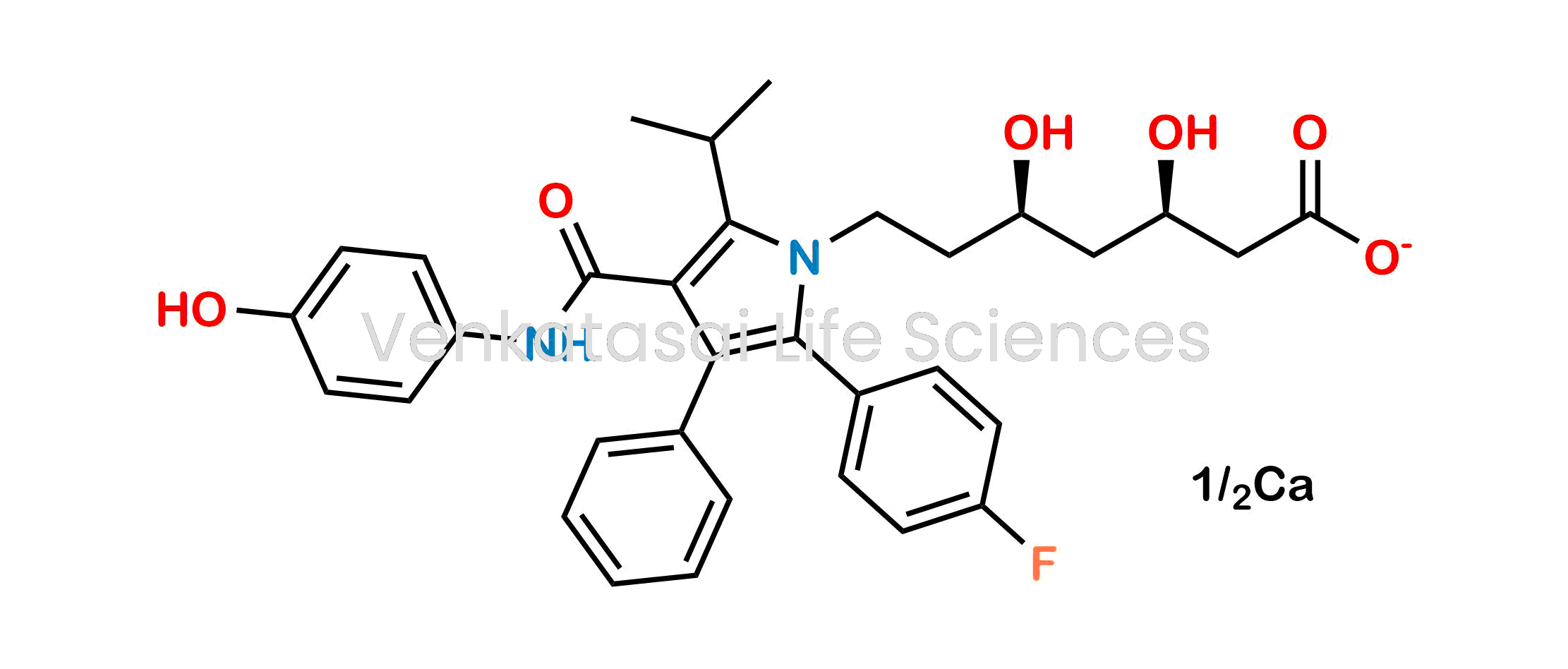 Calcium 7-(2-(4-fluorophenyl)-4-((4-hydroxyphenyl)carbamoyl)-5-isopropyl-3-phenyl-1H-pyrrol-1-yl)-3,5-dihydroxyheptanoate; Calcium (?R,dR)-2-(4-fluorophenyl)-?,d-dihydroxy-4-[[(4-hydroxyphenyl)amino]carbonyl]-5-(1-methylethyl)-3-phenyl-1H-pyrrole-1-heptan