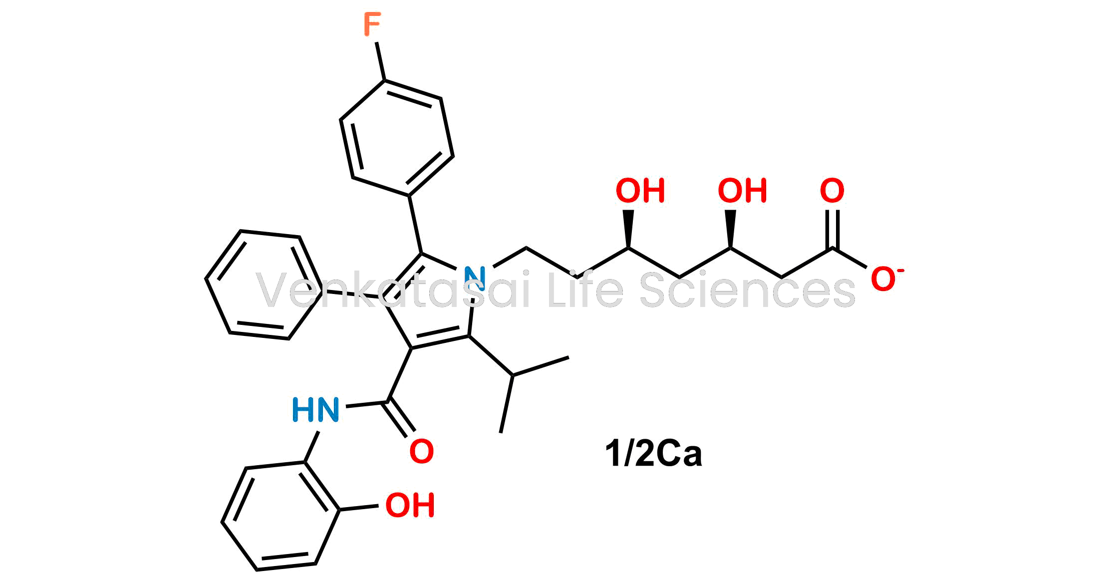 o-Hydroxy Atorvastatin Calcium; 2-Hydroxy Atorvastatin Calcium; (3R,5R)-7-[3-(2-Hydroxyphenylcarbamoyl)-5-(4-fluorophenyl)-2-isopropyl-4-phenyl-1H-pyrrol-1-yl]-3,5-dihydroxyheptanoic Acid Calcium;(?R,dR)-2-(4-Fluorophenyl)-?,d-dihydroxy-4-[[(2-hydroxyphen