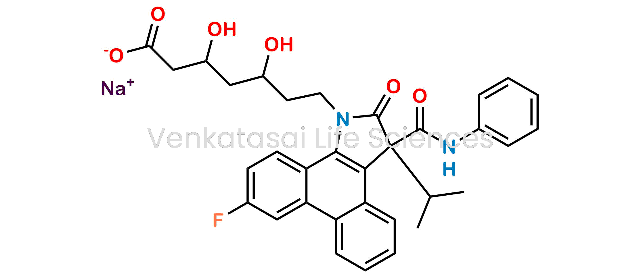 Sodium 7-(9-fluoro-3-isopropyl-2-oxo-3-(phenylcarbamoyl)-2,3-dihydro-1H-dibenzo[e,g]indol-1-yl)-3,5-dihydroxyheptanoate