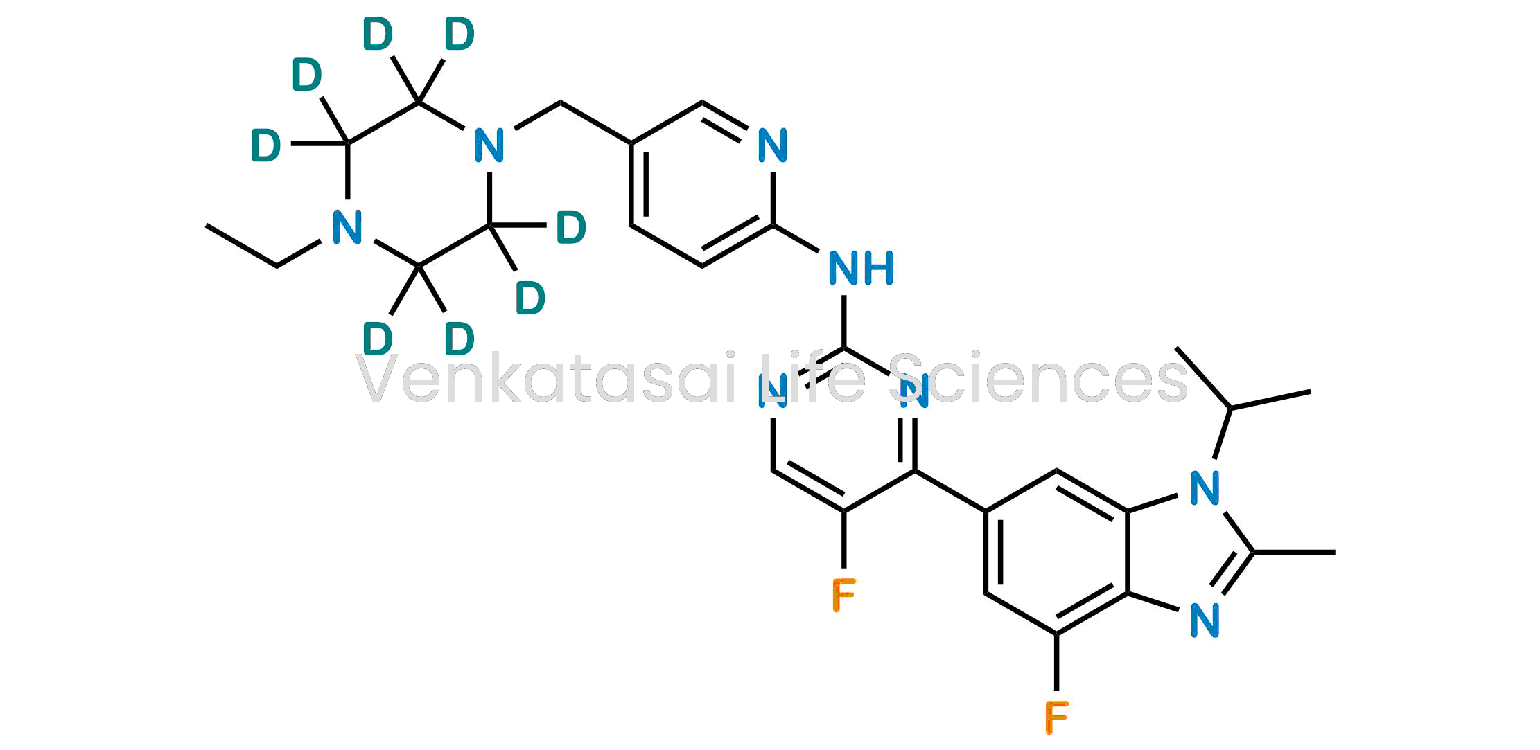 ?N-(5-((4-Ethylpiperazin-1-yl-2,2,3,3,5,5,6,6-d8)methyl)pyridin-2-yl)-5-fluoro-4-(4-fluoro-1-isopropyl-2-methyl-1H-benzo[d]imidazol-6-yl)pyrimidin-2-amine
