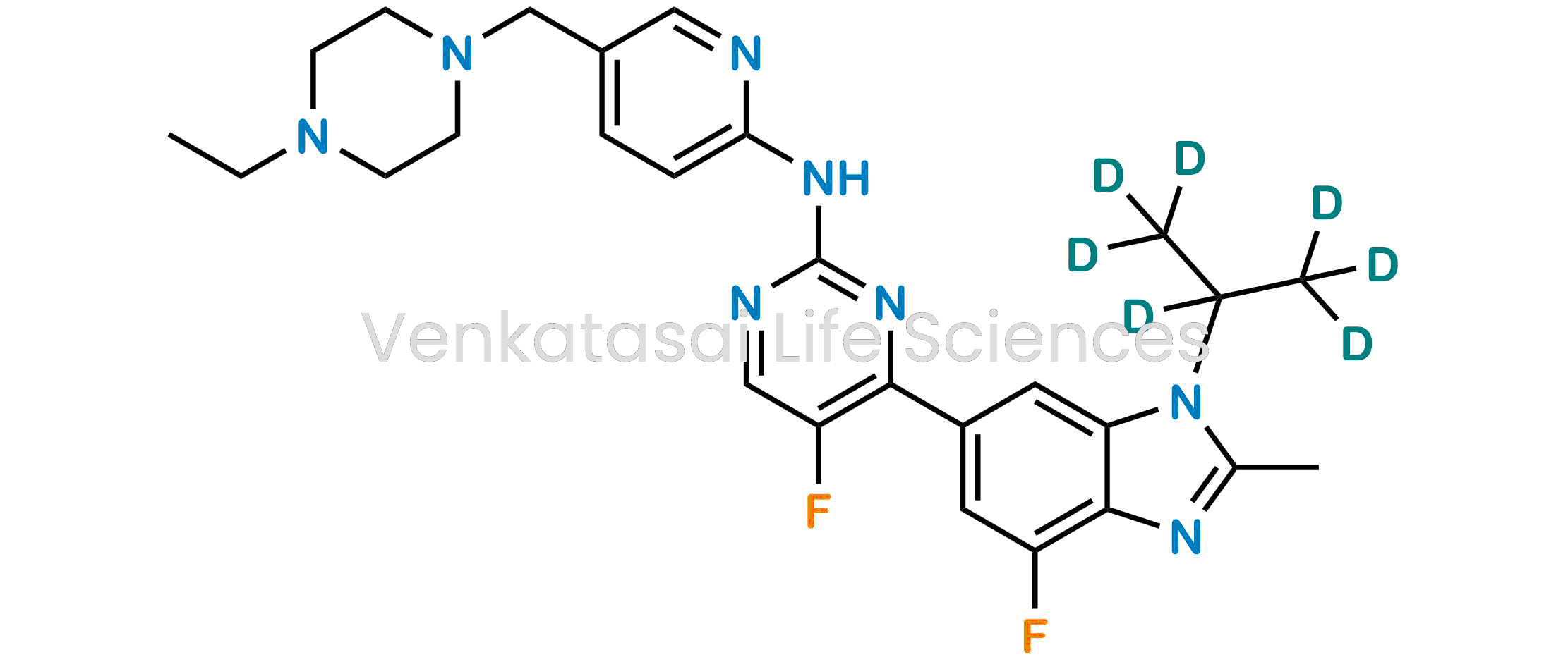 ?N-(5-((4-Ethylpiperazin-1-yl)methyl)pyridin-2-yl)-5-fluoro-4-(4-fluoro-2-methyl-1-(propan-2-yl-d7)-1H-benzo[d]imidazol-6-yl)pyrimidin-2-amine