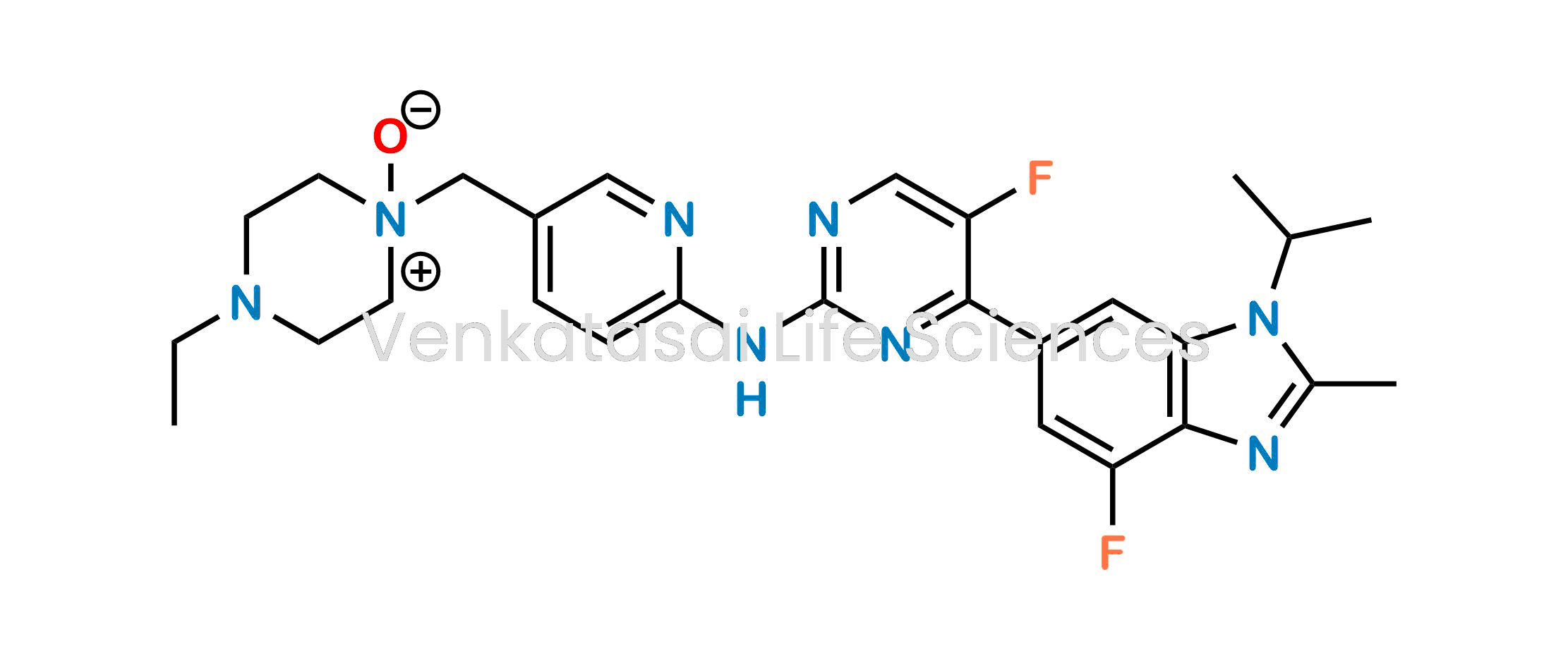 4-Ethyl-1-((6-((5-fluoro-4-(4-fluoro-1-isopropyl-2-methyl-1H-benzo[d]imidazol-6-yl)pyrimidin-2-yl)amino)pyridin-3-yl)methyl)piperazine 1-oxide