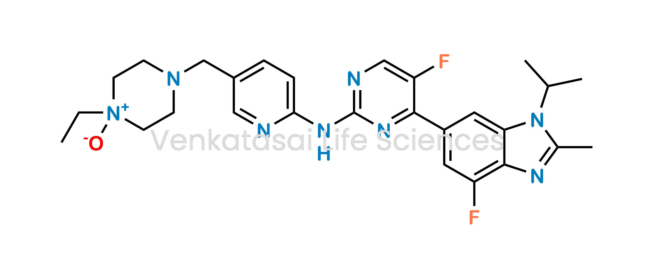 1-Ethyl-4-((6-((5-fluoro-4-(4-fluoro-1-isopropyl-2-methyl-1H-benzo[d]imidazol-6-yl)pyrimidin-2-yl)amino)pyridin-3-yl)methyl)piperazine 1-oxide