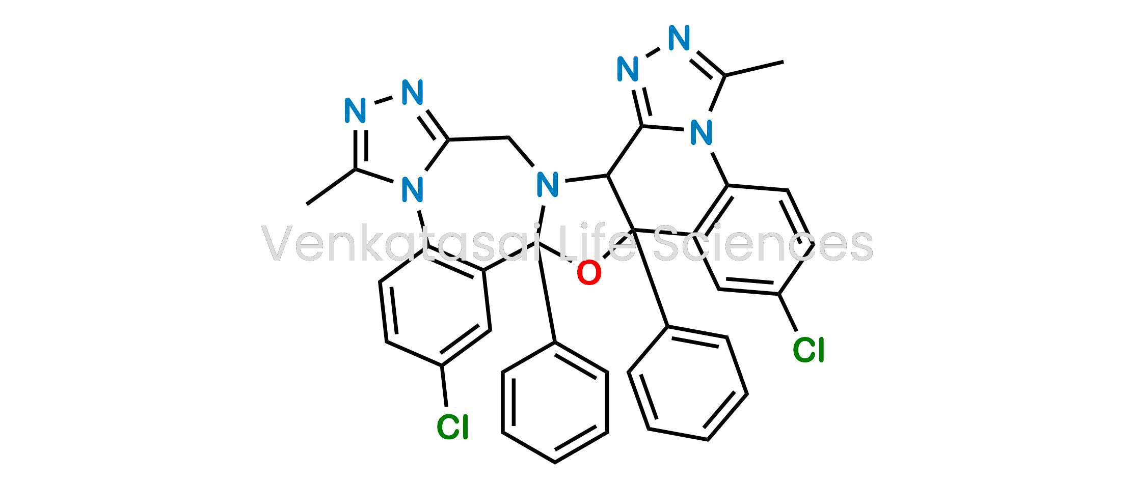 2,17-Dichloro-6,13-dimethyl-18b,19a-diphenyl-8b,19adihydro-10H,18bH-[1,2,4]triazolo[4???,3???:1?,2?]quinolo[3?,4?:4?,5?]oxazolo[3?,2?-d]-1,2,4-triazolo[4,3-a][1,4]benzodiazepine (as per EP) (as per EP)