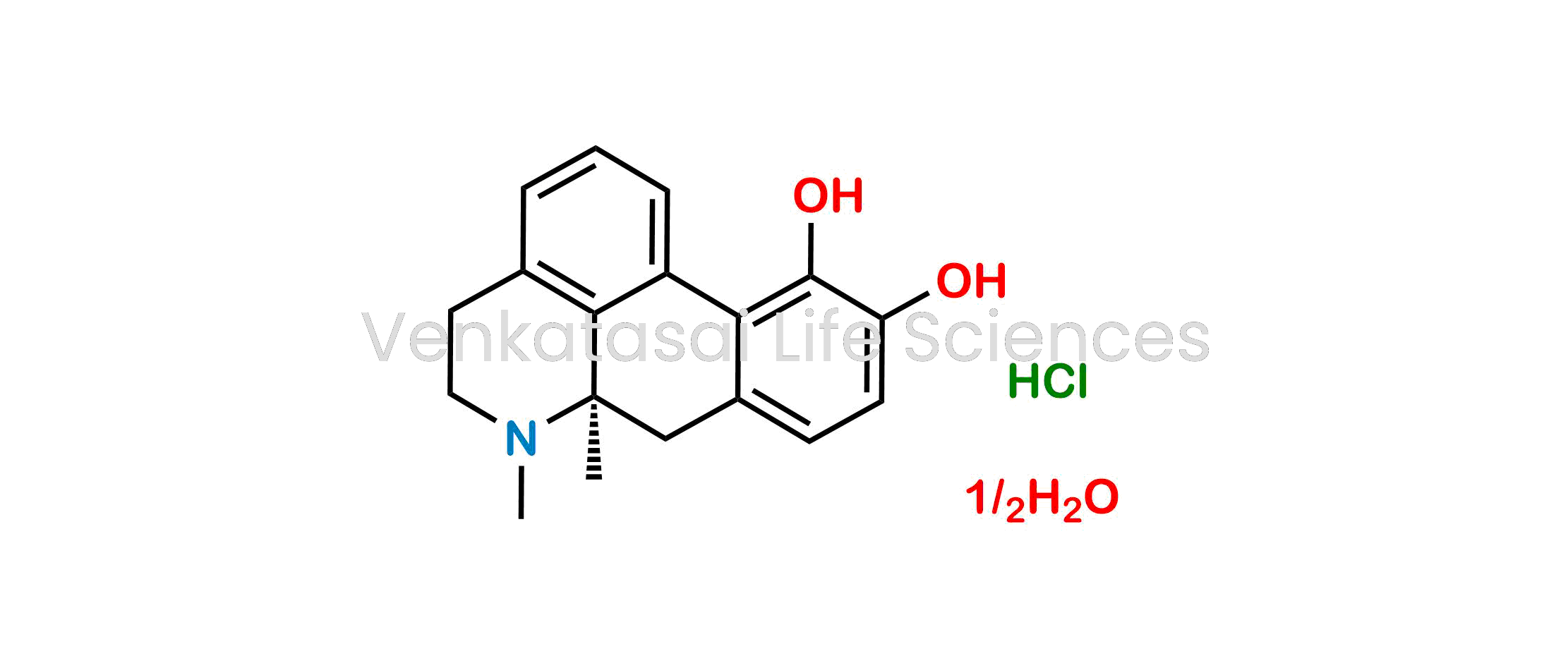 4H-Dibenzo[de,g]quinoline-10,11-diol, 5,6,6a,7-tetrahydro-6-methyl-, hydrochloride, hydrate (2:1), (6aR)-