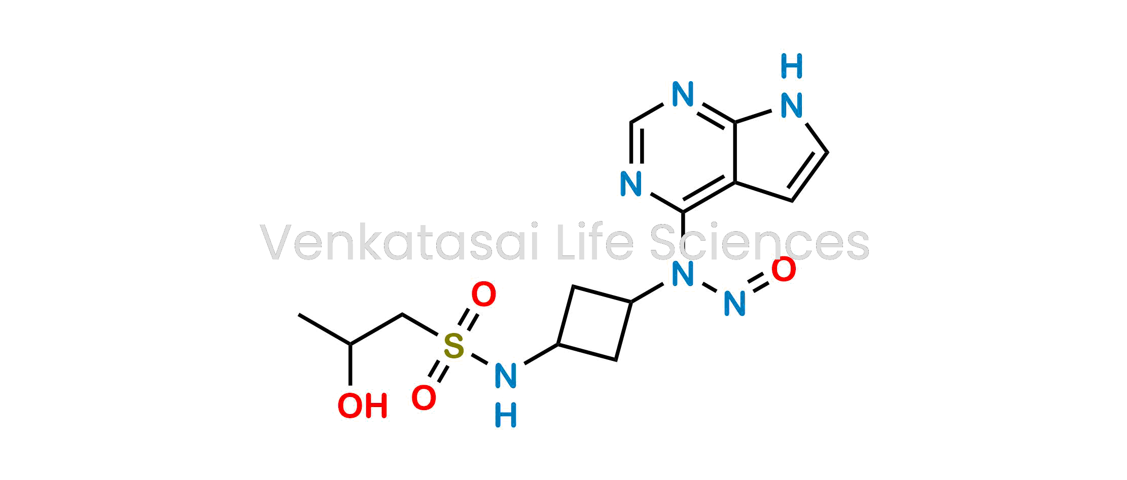 2-Hydroxy-N-(3-(nitroso(7H-pyrrolo[2,3-d]pyrimidin-4-yl)amino)cyclobutyl)propane-1-sulfonamide