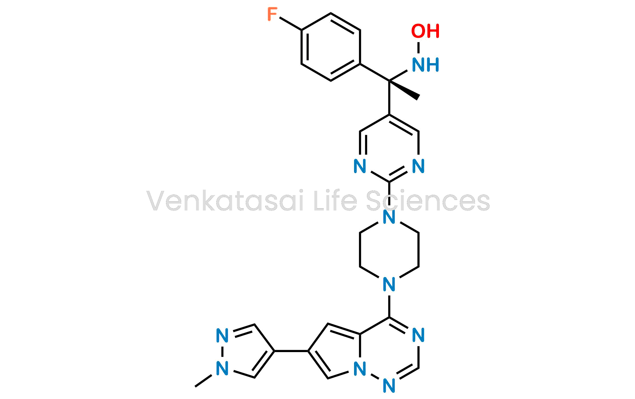 (S)-N-(1-(4-Fluorophenyl)-1-(2-(4-(6-(1-methyl-1H-pyrazol-4-yl)pyrrolo[2,1-f][1,2,4]triazin-4-yl)piperazin-1-yl)pyrimidin-5-yl)ethyl)hydroxylamine