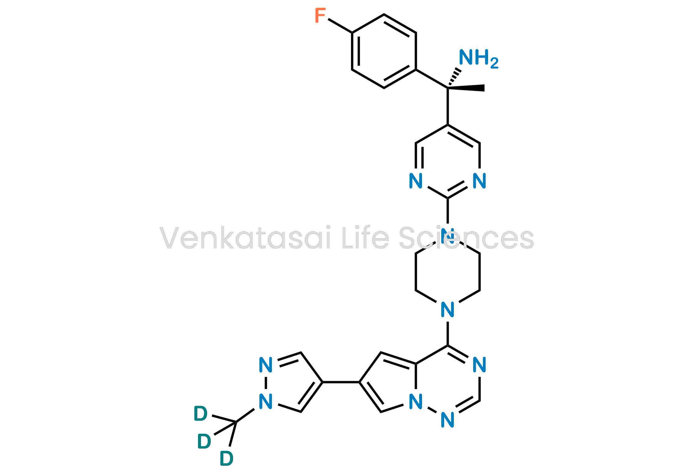 (S)-1-(4-Fluorophenyl)-1-(2-(4-(6-(1-(methyl-d3)-1H-pyrazol-4-yl)pyrrolo[2,1-f][1,2,4]triazin-4-yl)piperazin-1-yl)pyrimidin-5-yl)ethan-1-amine