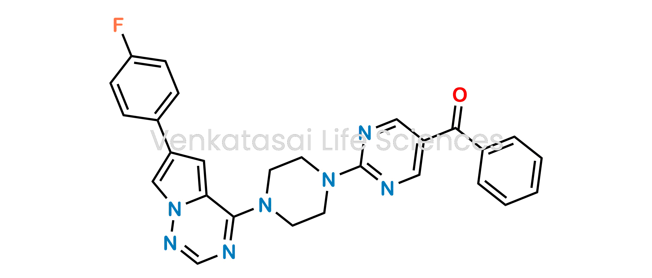 (2-(4-(6-(4-fluorophenyl)pyrrolo[2,1-f][1,2,4]triazin-4-yl)piperazin-1-yl)pyrimidin-5-yl)(phenyl)methanone