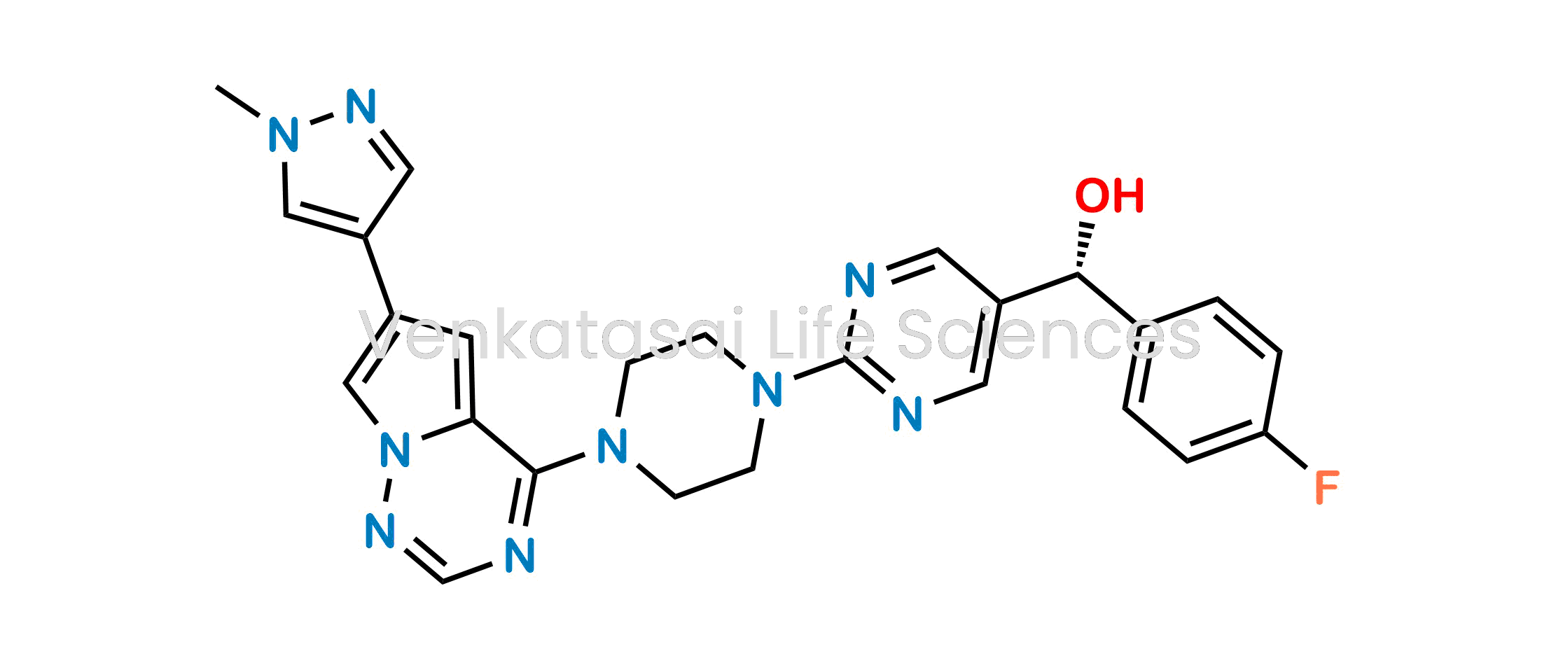 (R)-(4-Fluorophenyl)(2-(4-(6-(1-methyl-1H-pyrazol-4-yl)pyrrolo[2,1-f][1,2,4]triazin-4-yl)piperazin-1-yl)pyrimidin-5-yl)methanol