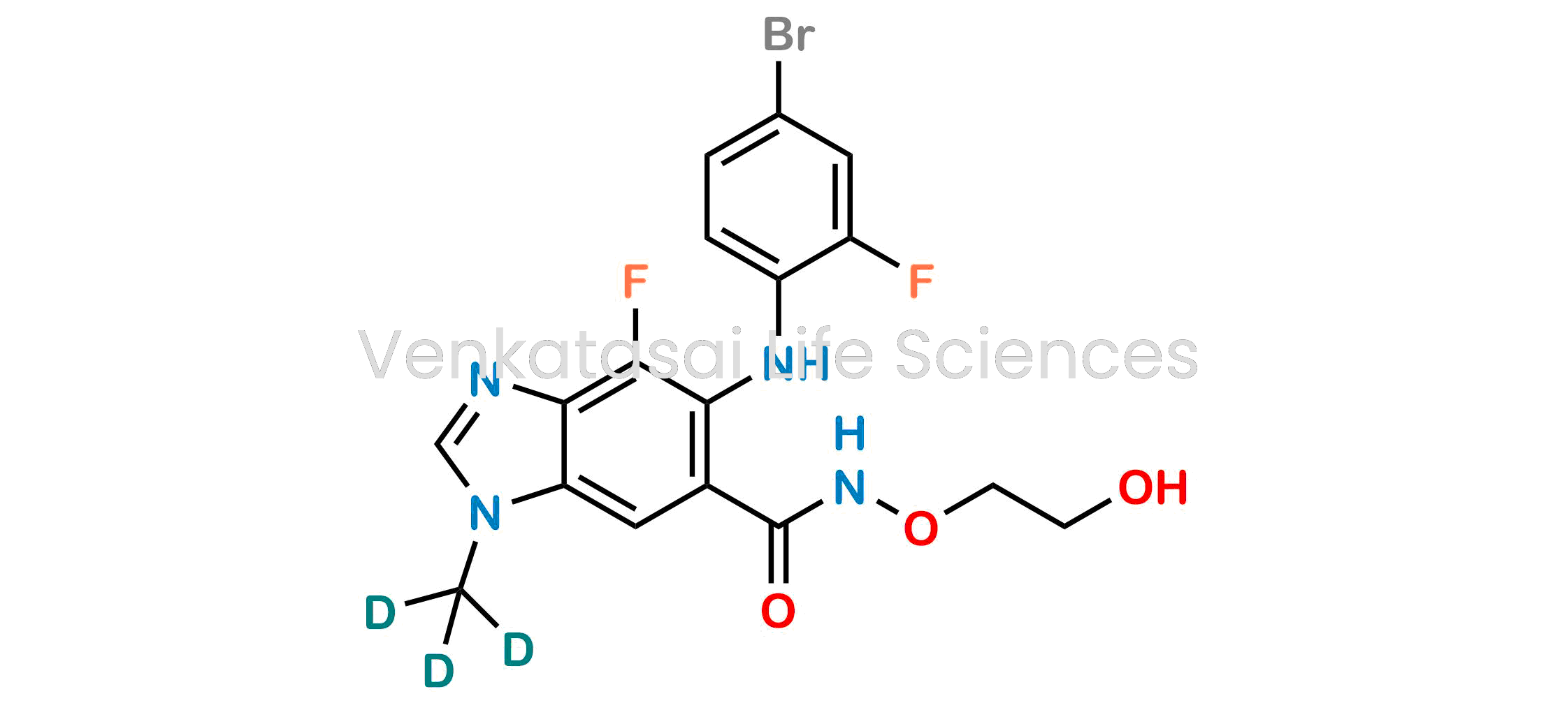 5-((4-bromo-2-fluorophenyl)amino)-4-fluoro-N-(2-hydroxyethoxy)-1-(methyl-d3)-1H-benzo[d]imidazole-6-carboxamide