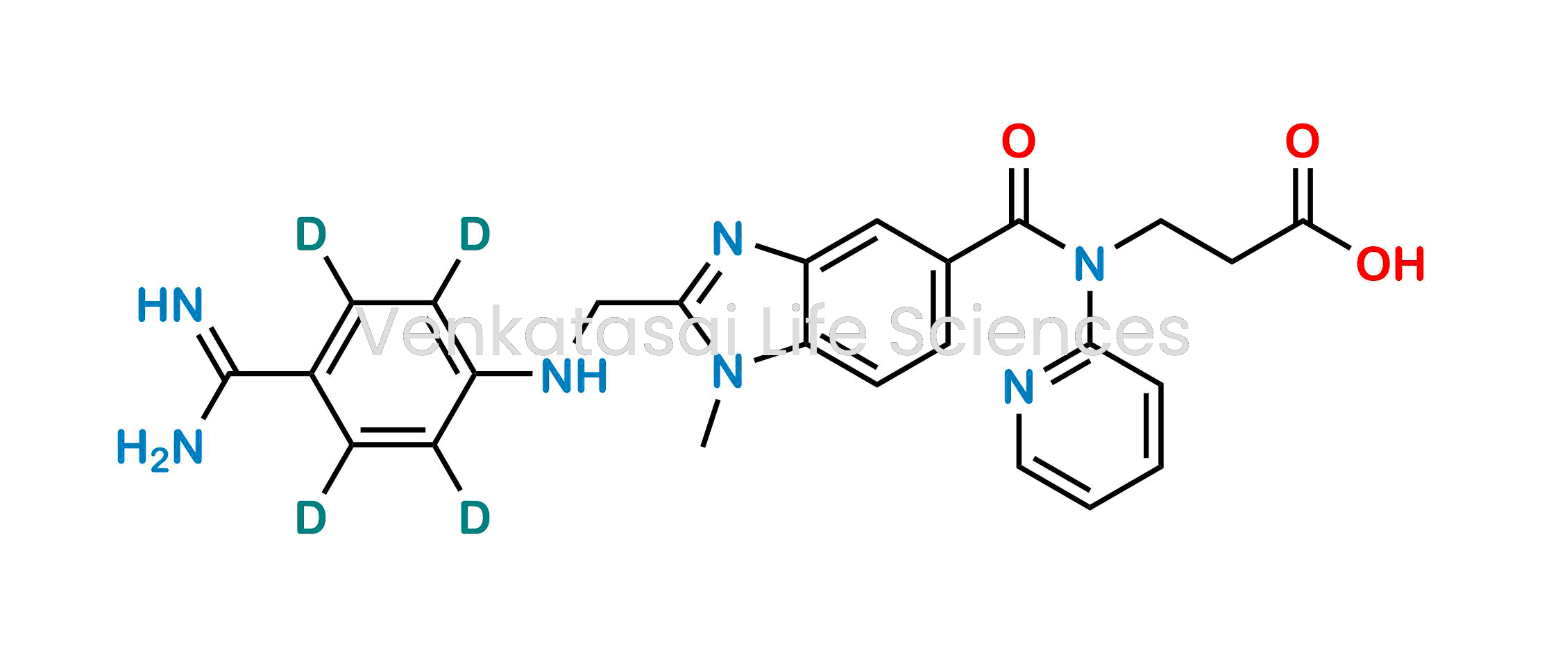 3-(2-(((4-carbamimidoylphenyl-2,3,5,6-d4)amino)methyl)-1-methyl-N-(pyridin-2-yl)-1H-benzo[d]imidazole-5-carboxamido)propanoic acid