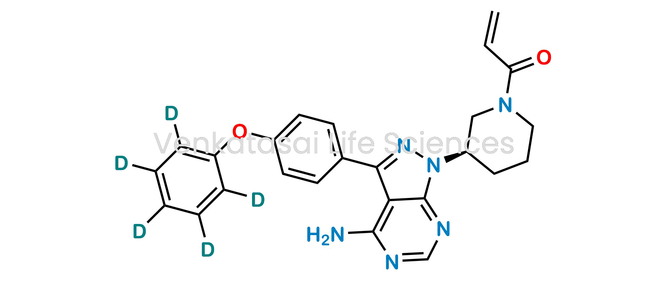1-[(3R)-3-[4-Amino-3-(4-phenoxyphenyl)-1H-pyrazolo[3,4-d]pyrimidin-1-yl]-1-piperidinyl]-2-propen-1-one-d5 ; (R)-1-(3-(4-Amino-3-(4-phenoxyphenyl)-1H-pyrazolo[3,4-d]pyrimidin-1-yl)piperidin-1-yl)prop-2-en-1-one-d5