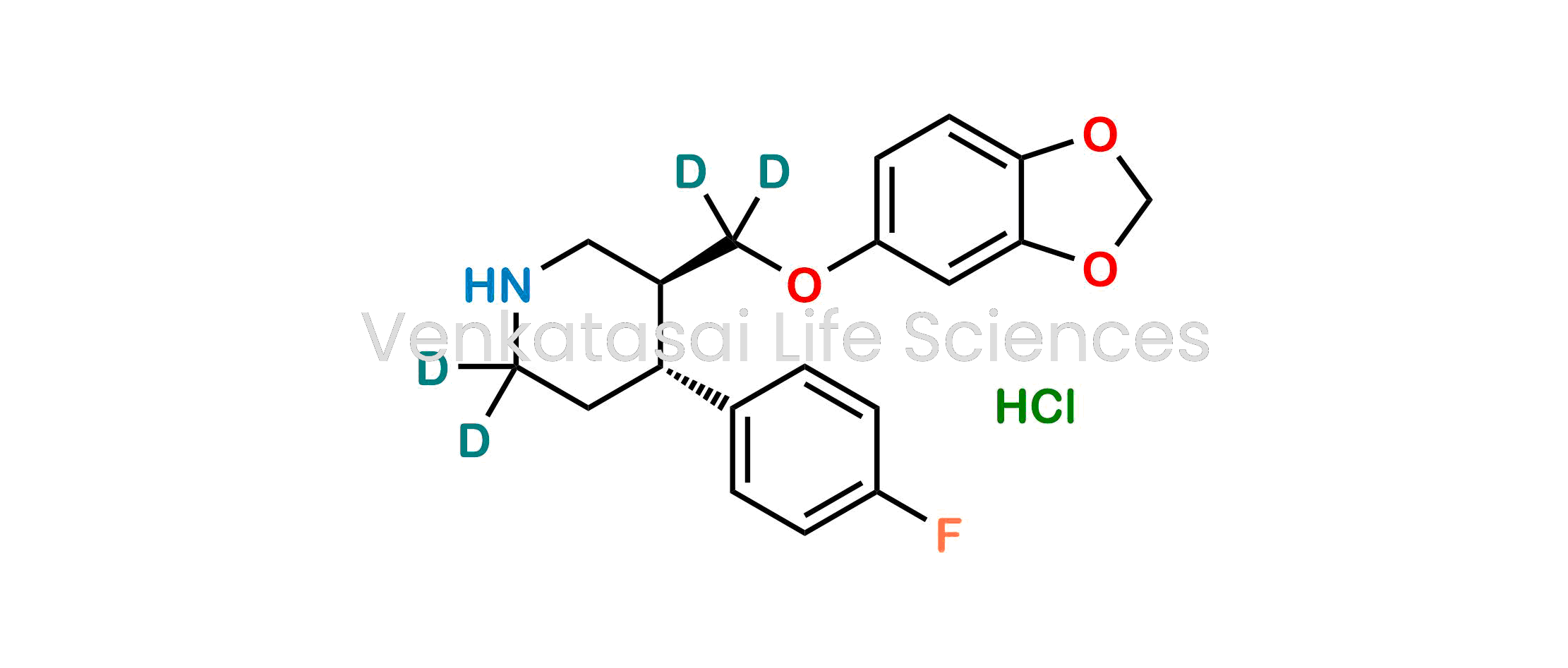 (3S,4R)-3-((benzo[d][1,3]dioxol-5-yloxy)methyl-d2)-4-(4-fluorophenyl)piperidine-6,6-d2 hydrochloride