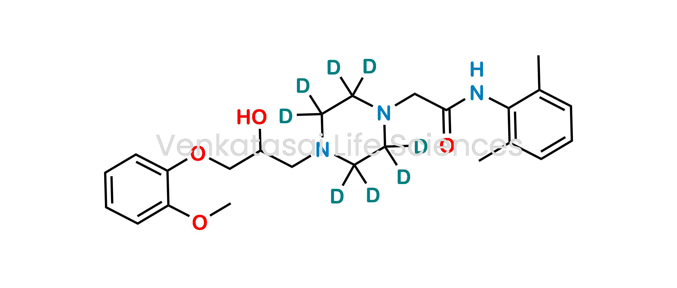 N-(2,6-Dimethylphenyl)-2-(4-(2-hydroxy-3-(2-methoxyphenoxy)propyl)piperazin-1-yl-2,2,3,3,5,5,6,6-d8)acetamide