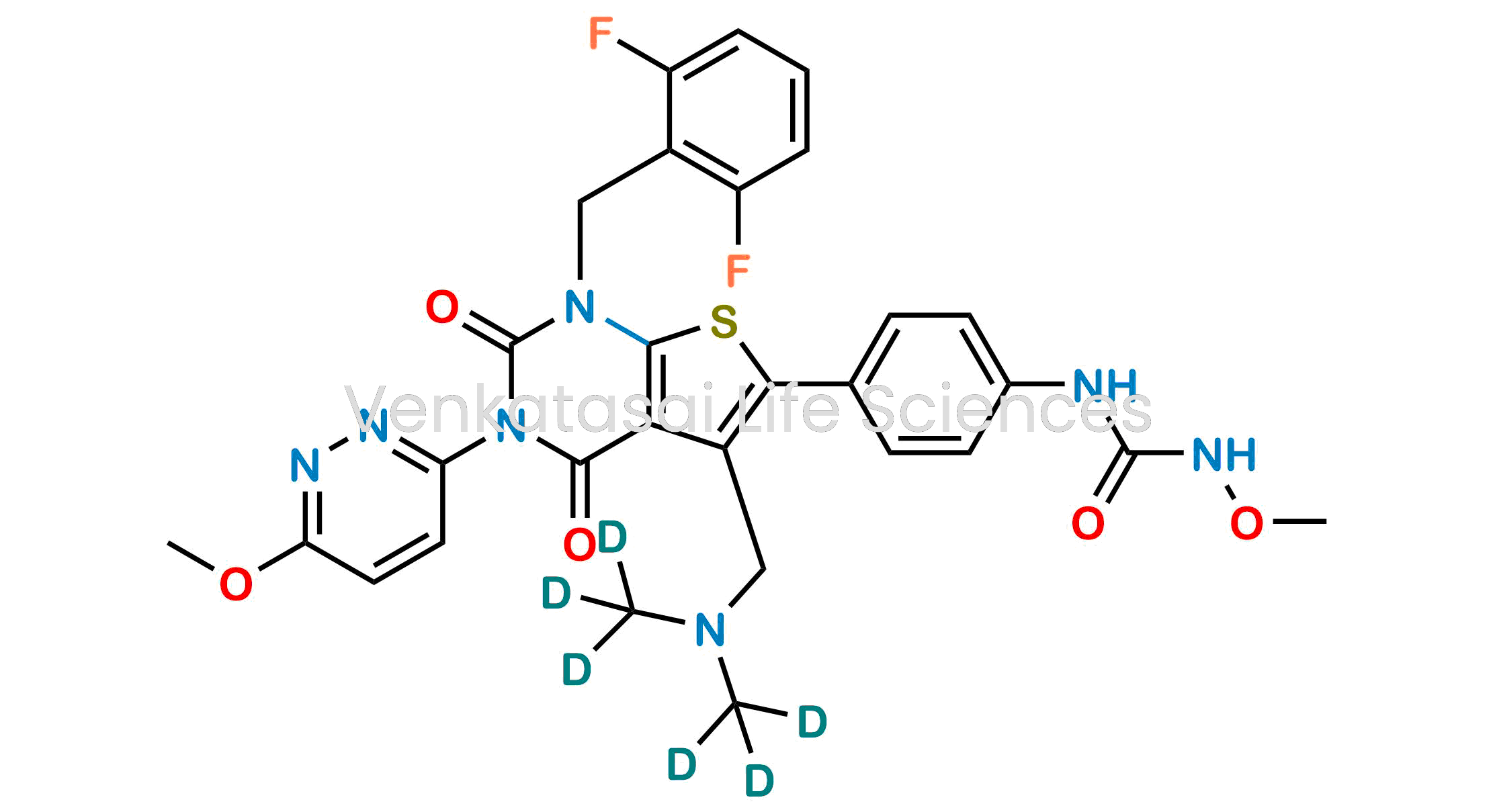 1-(4-(5-((bis(methyl-d3)amino)methyl)-1-(2,6-difluorobenzyl)-3-(6-methoxypyridazin-3-yl)-2,4-dioxo-1,2,3,4-tetrahydrothieno[2,3-d]pyrimidin-6-yl)phenyl)-3-methoxyurea