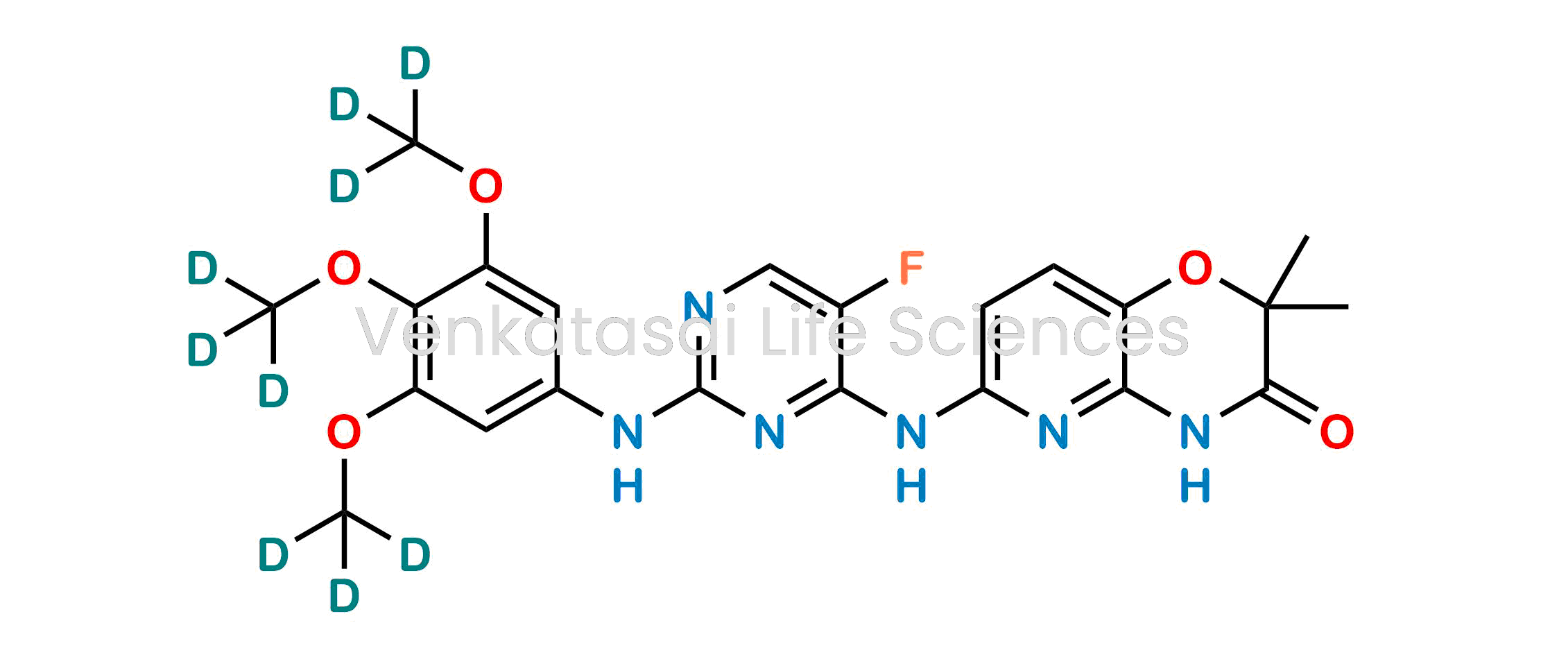 6-((5-fluoro-2-((3,4,5-tris(methoxy-d3)phenyl)amino)pyrimidin-4-yl)amino)-2,2-dimethyl-2H-pyrido[3,2-b][1,4]oxazin-3(4H)-one