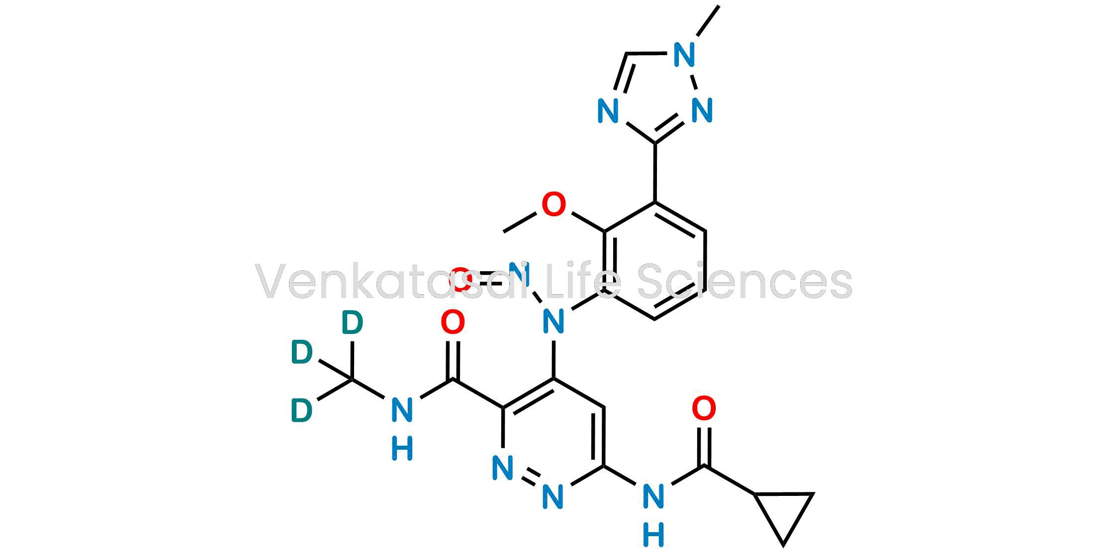 6-(Cyclopropanecarboxamido)-4-((2-methoxy-3-(1-methyl-1H-1,2,4-triazol-3-yl)phenyl)(nitroso)amino)-N-(methyl-d3)pyridazine-3-carboxamide