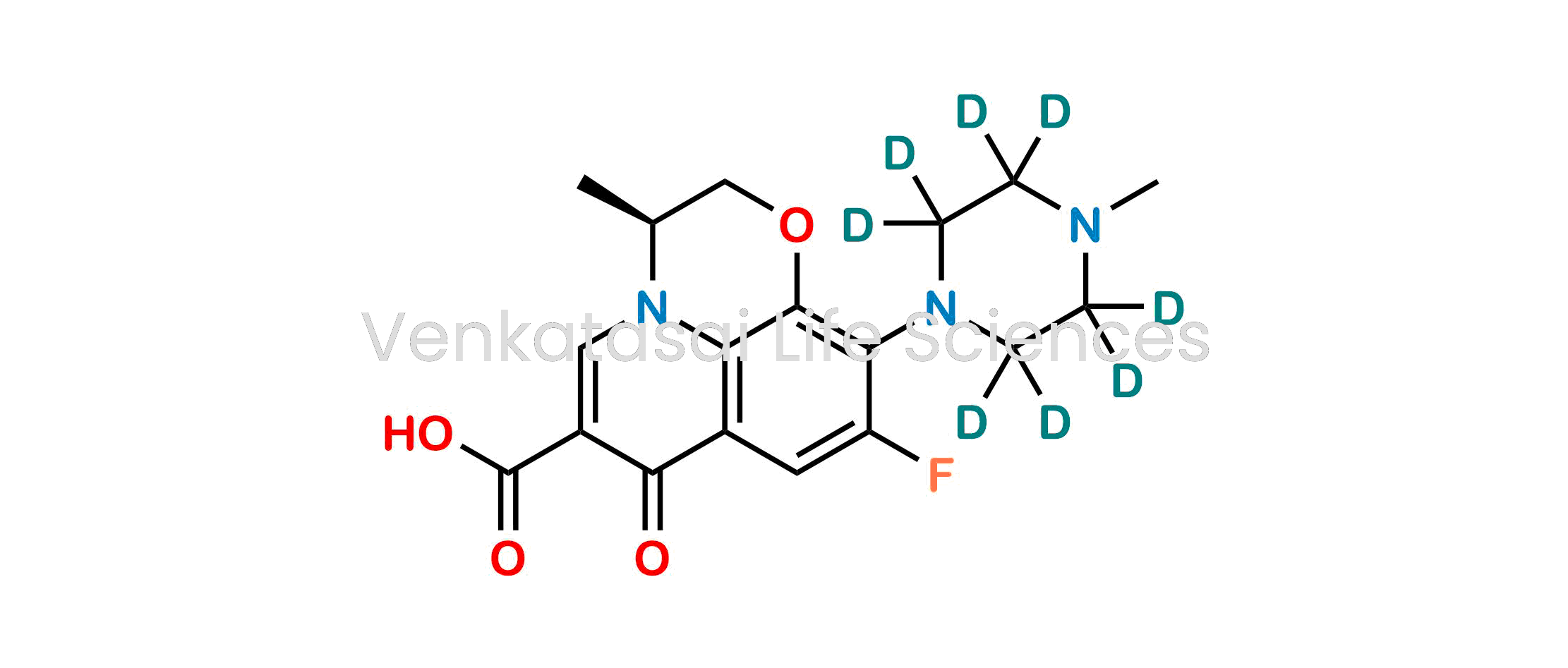 (S)-9-fluoro-3-methyl-10-(4-methylpiperazin-1-yl-2,2,3,3,5,5,6,6-d8)-7-oxo-2,3-dihydro-7H-[1,4]oxazino[2,3,4-ij]quinoline-6-carboxylic acid