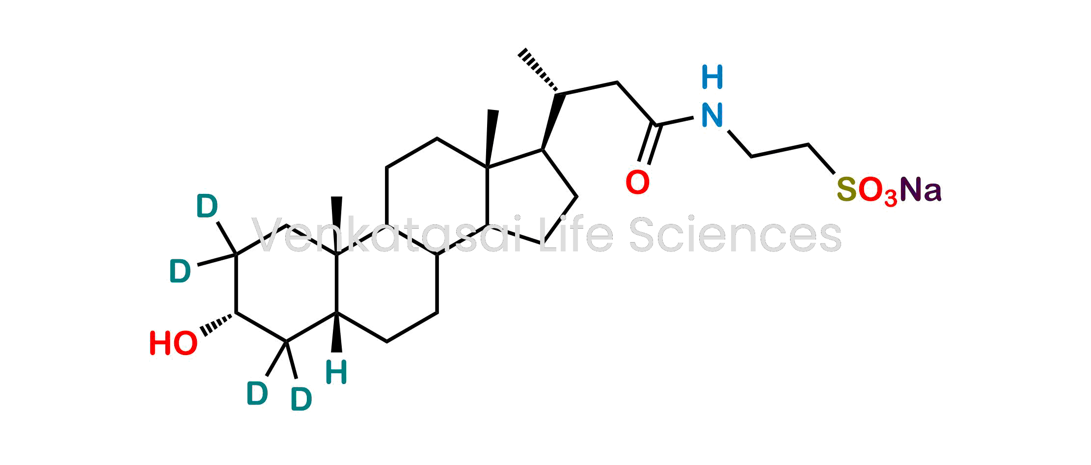 sodium 2-((3R)-3-((3R,5R,10S,13R,17R)-3-hydroxy-10,13-dimethylhexadecahydro-1H-cyclopenta[a]phenanthren-17-yl-2,2,4,4-d4)butanamido)ethane-1-sulfonate