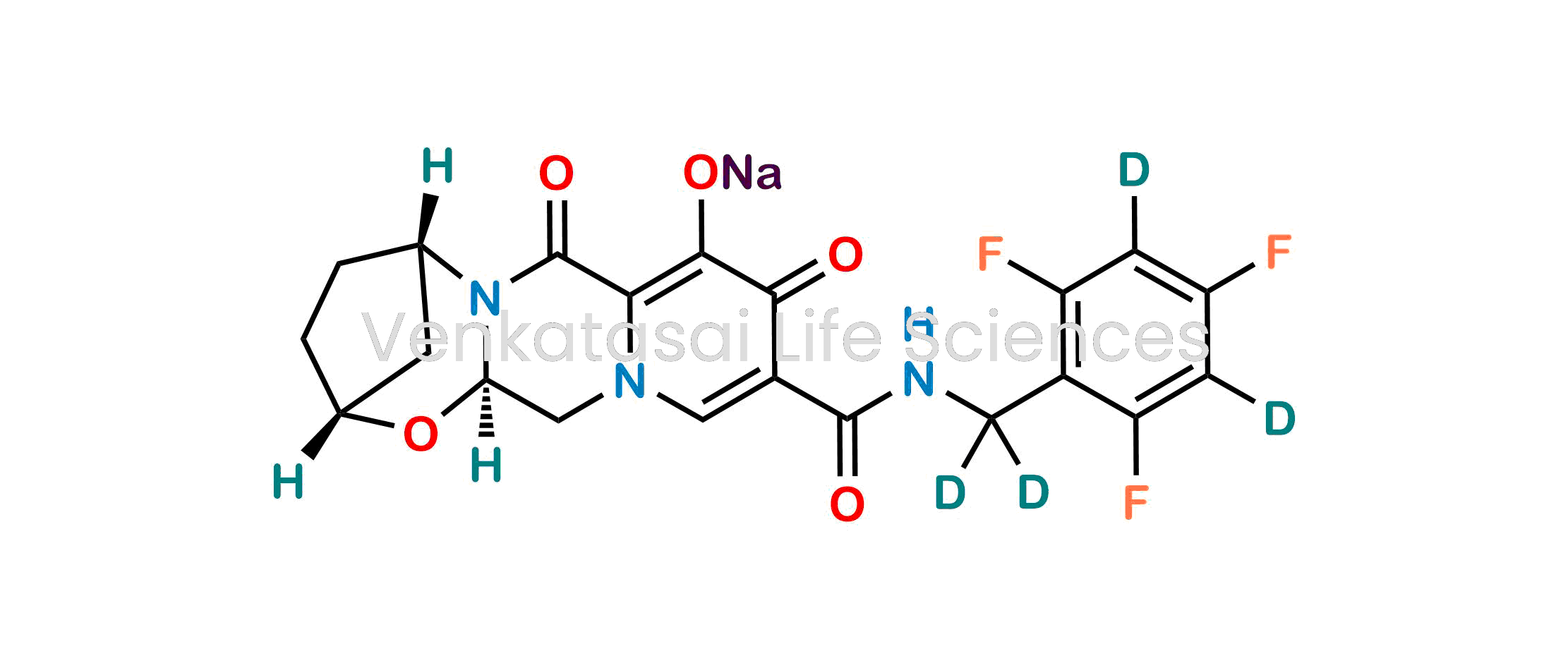 sodium (2R,5S,13aR)-7,9-dioxo-10-(((2,4,6-trifluorophenyl-3,5-d2)methyl-d2)carbamoyl)-2,3,4,5,7,9,13,13a-octahydro-2,5-methanopyrido[1',2':4,5]pyrazino[2,1-b][1,3]oxazepin-8-olate