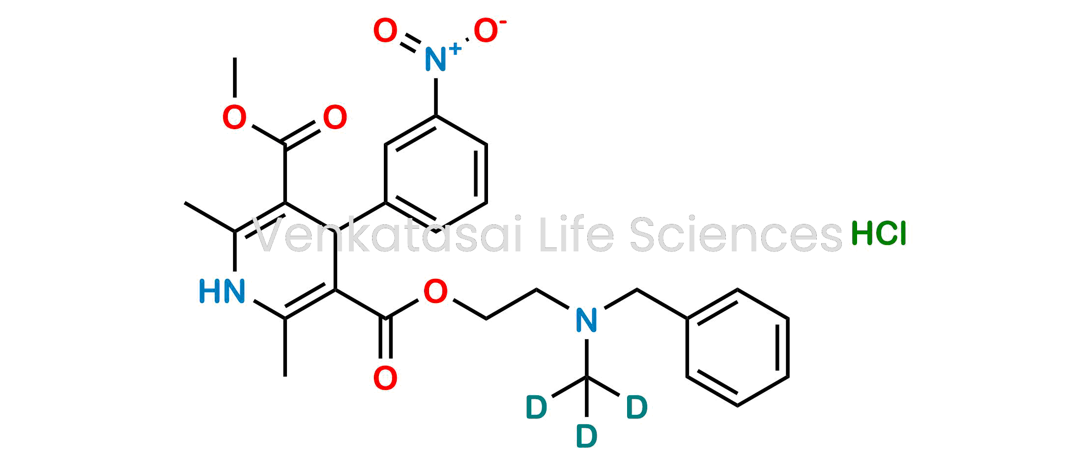 3-(2-(benzyl(methyl-d3)amino)ethyl) 5-methyl 2,6-dimethyl-4-(3-nitrophenyl)-1,4-dihydropyridine-3,5-dicarboxylate hydrochloride
